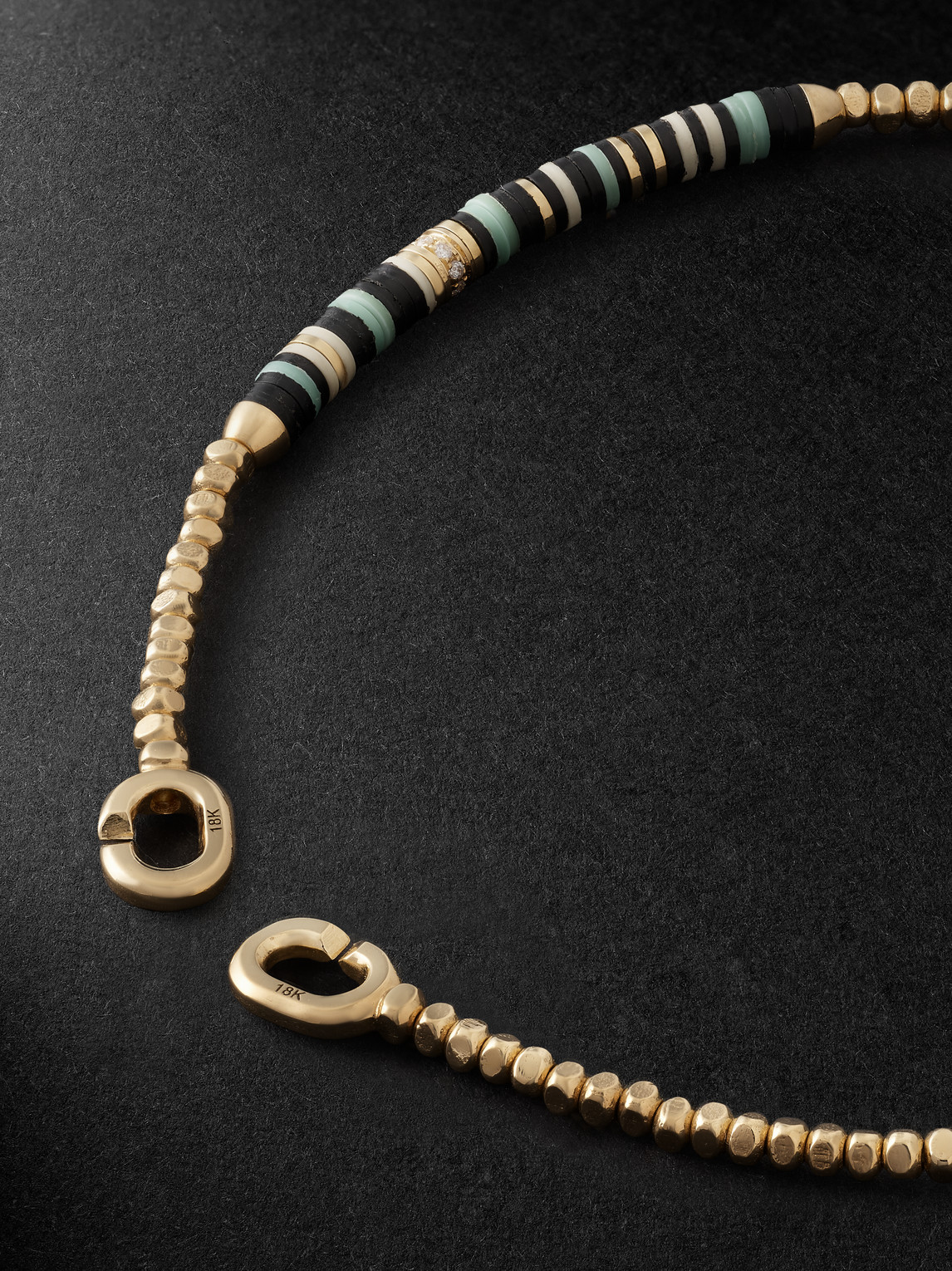 Shop Maor Housa 18-karat Gold, Amazonite And Diamond Beaded Bracelet