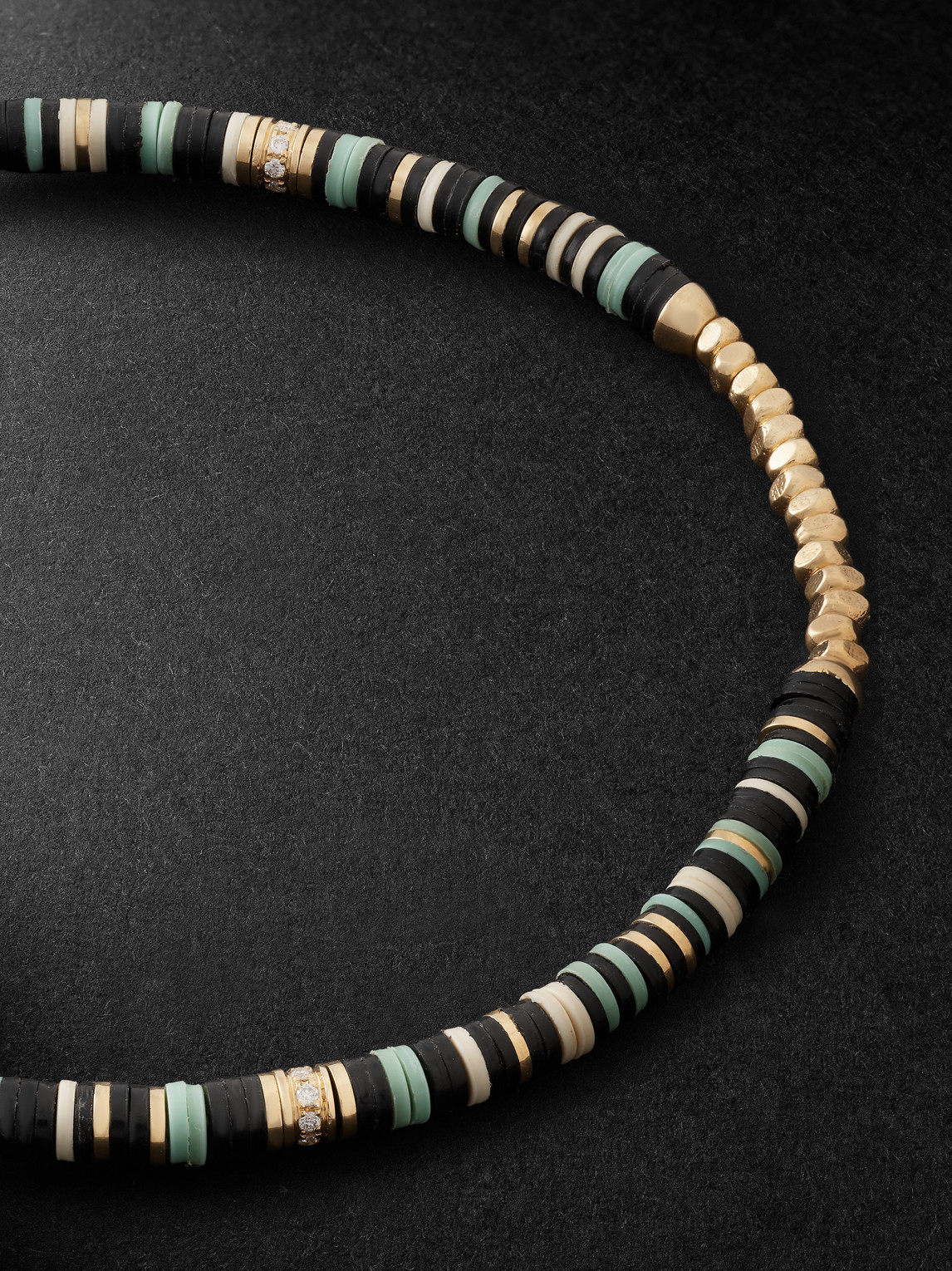 Shop Maor Housa 18-karat Gold, Amazonite And Diamond Beaded Bracelet