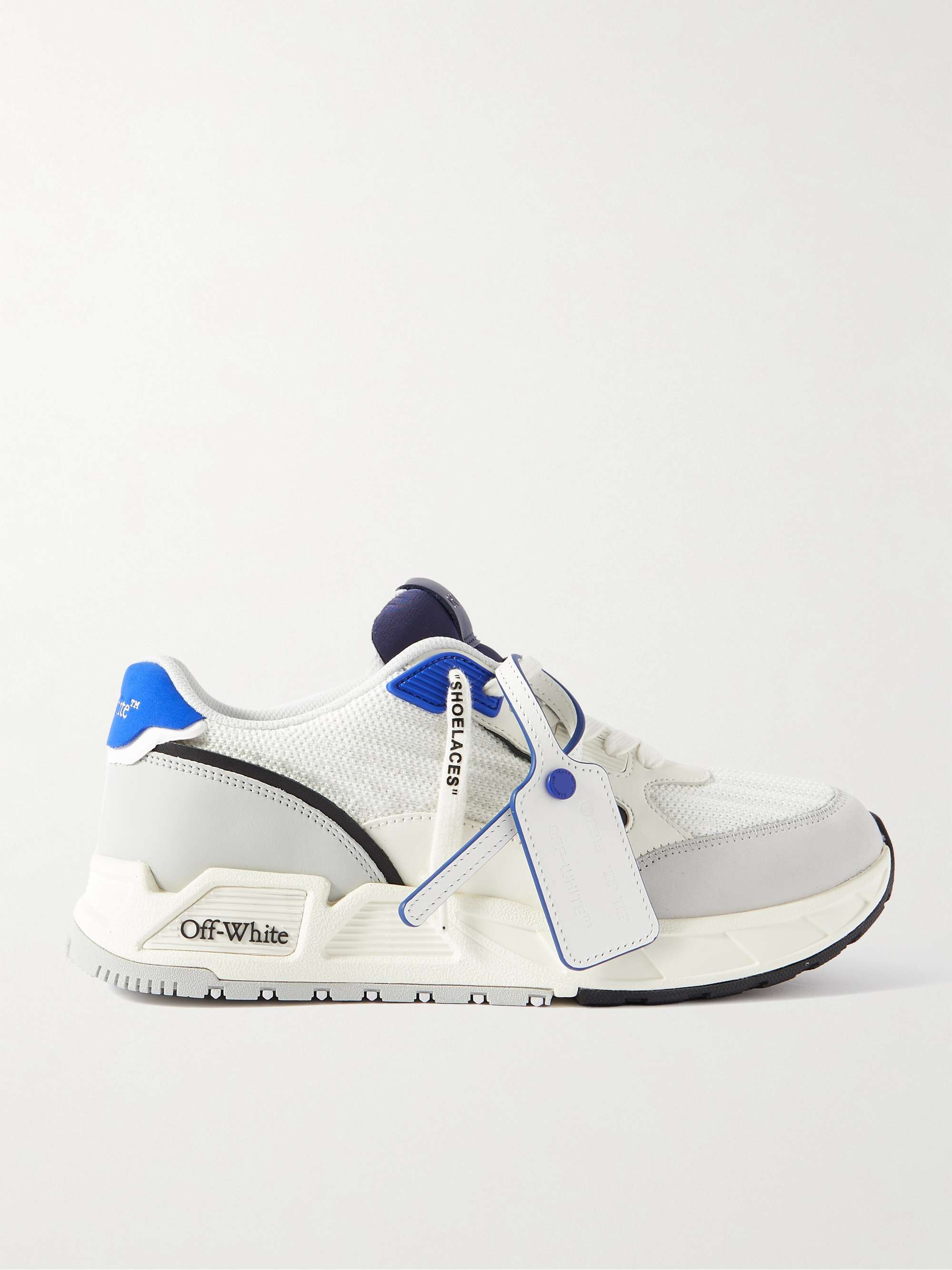 OFF-WHITE Kick Off Suede-Trimmed Leather and Mesh Sneakers for Men | MR  PORTER
