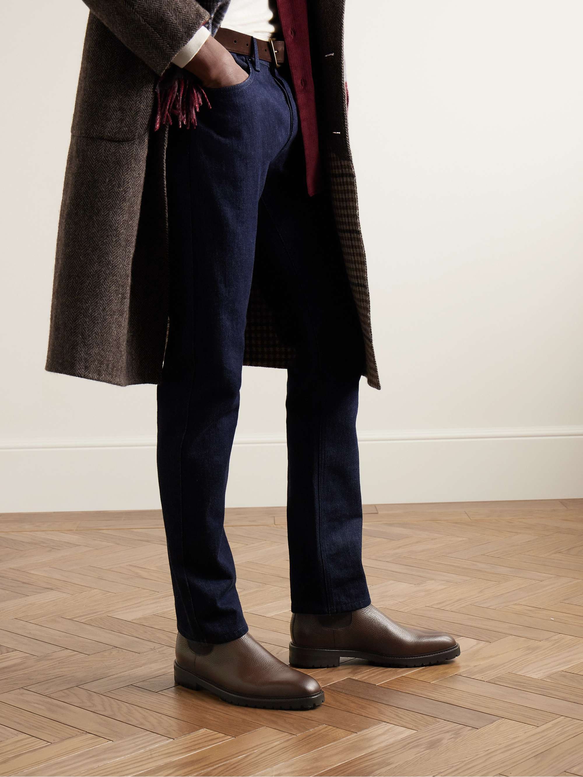 MANOLO BLAHNIK Brompton Shearling-Lined Full-Grain Leather Chelsea Boots  for Men | MR PORTER