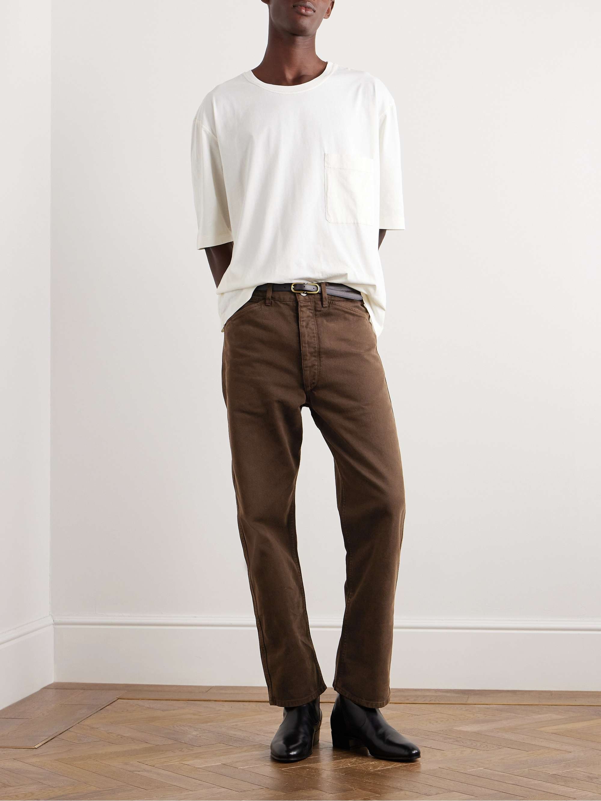 Straight-Leg Garment-Dyed Cotton-Twill Trousers