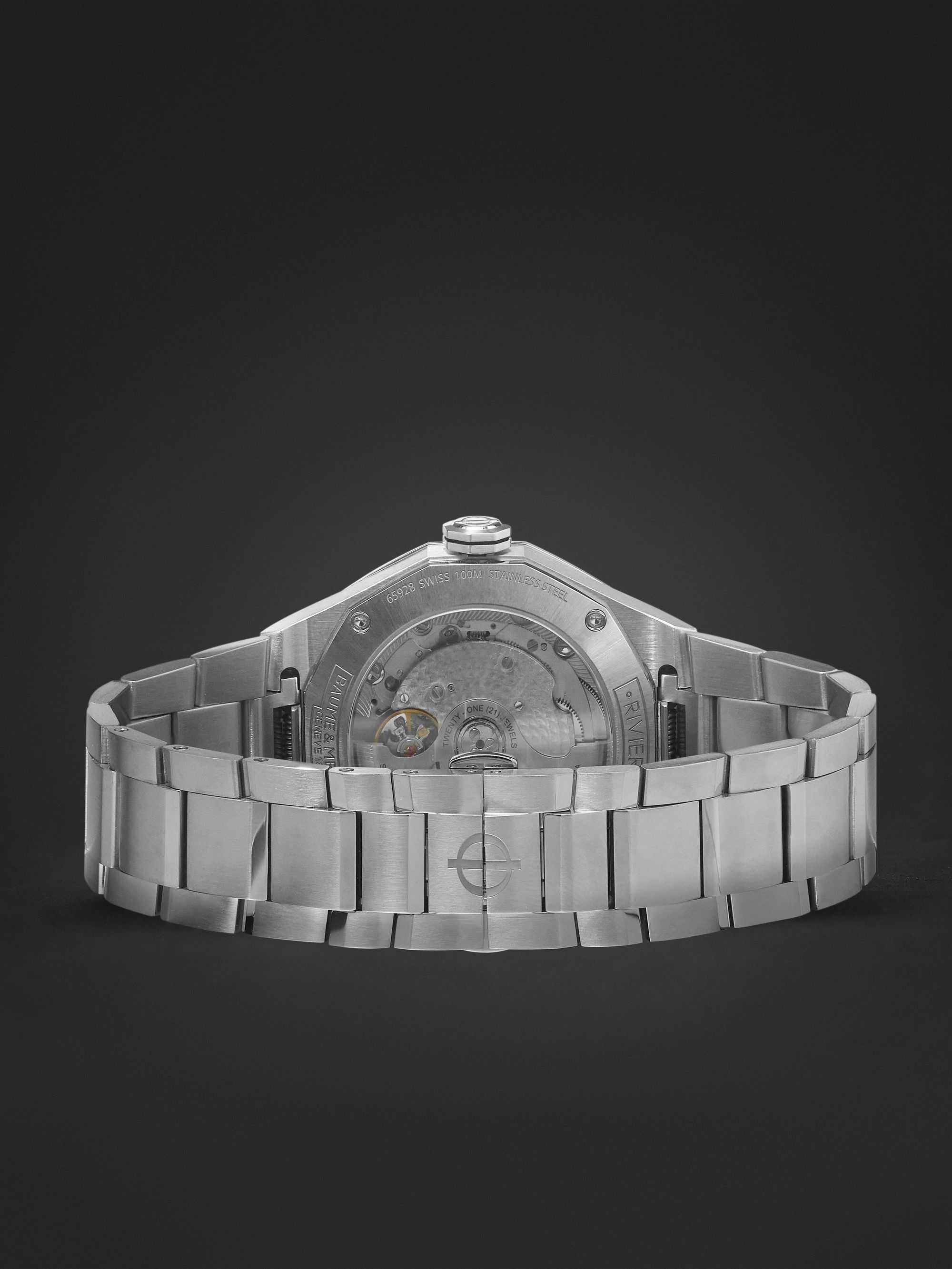 BAUME & MERCIER ساعة Riviera الأوتوماتيكية من الفولاذ المقاوم للصدأ بقطر 39 مم، الرقم المرجعي 10715