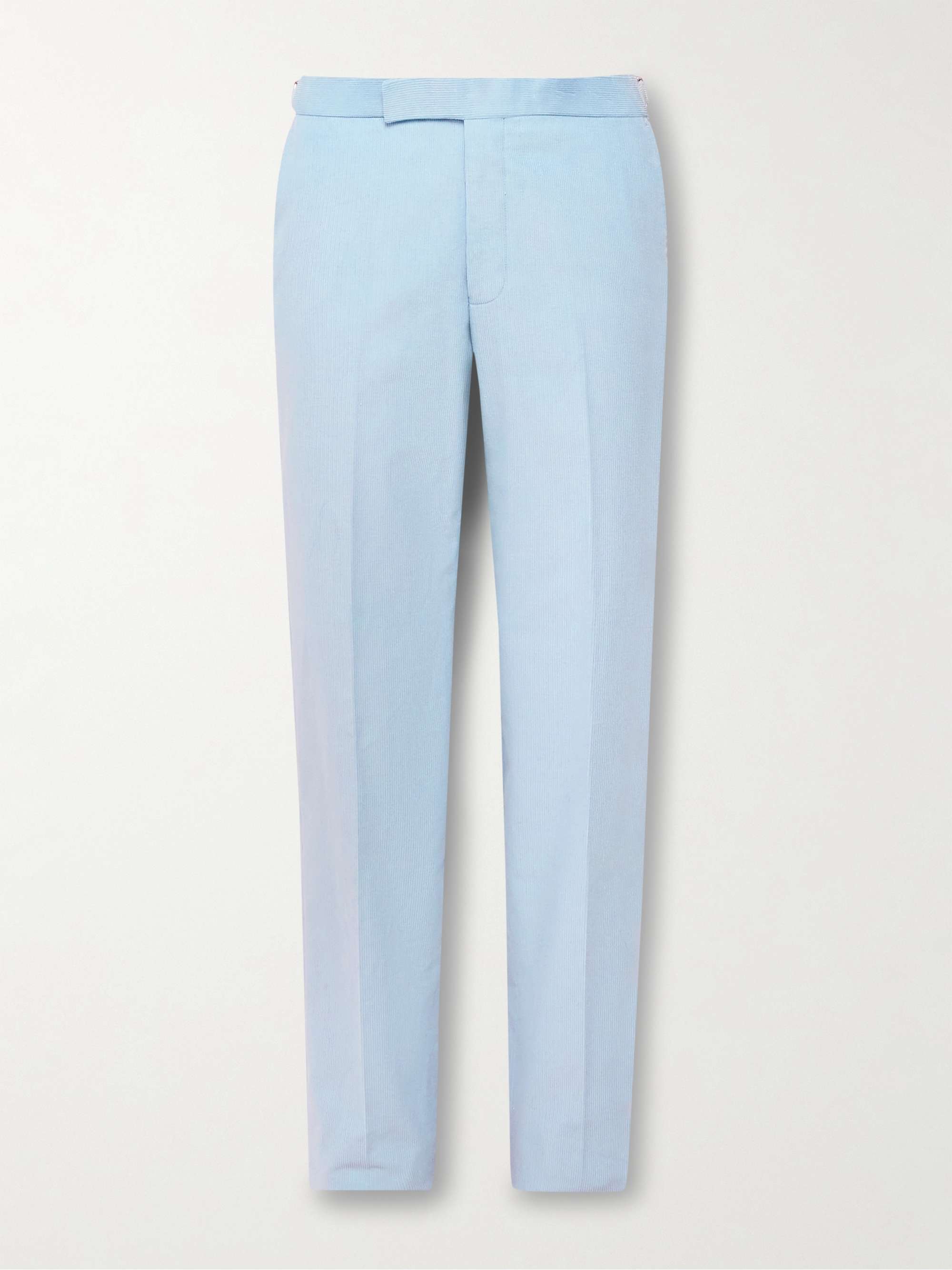 Buy Men Blue Solid Slim Fit Trousers Online - 704506 | Van Heusen