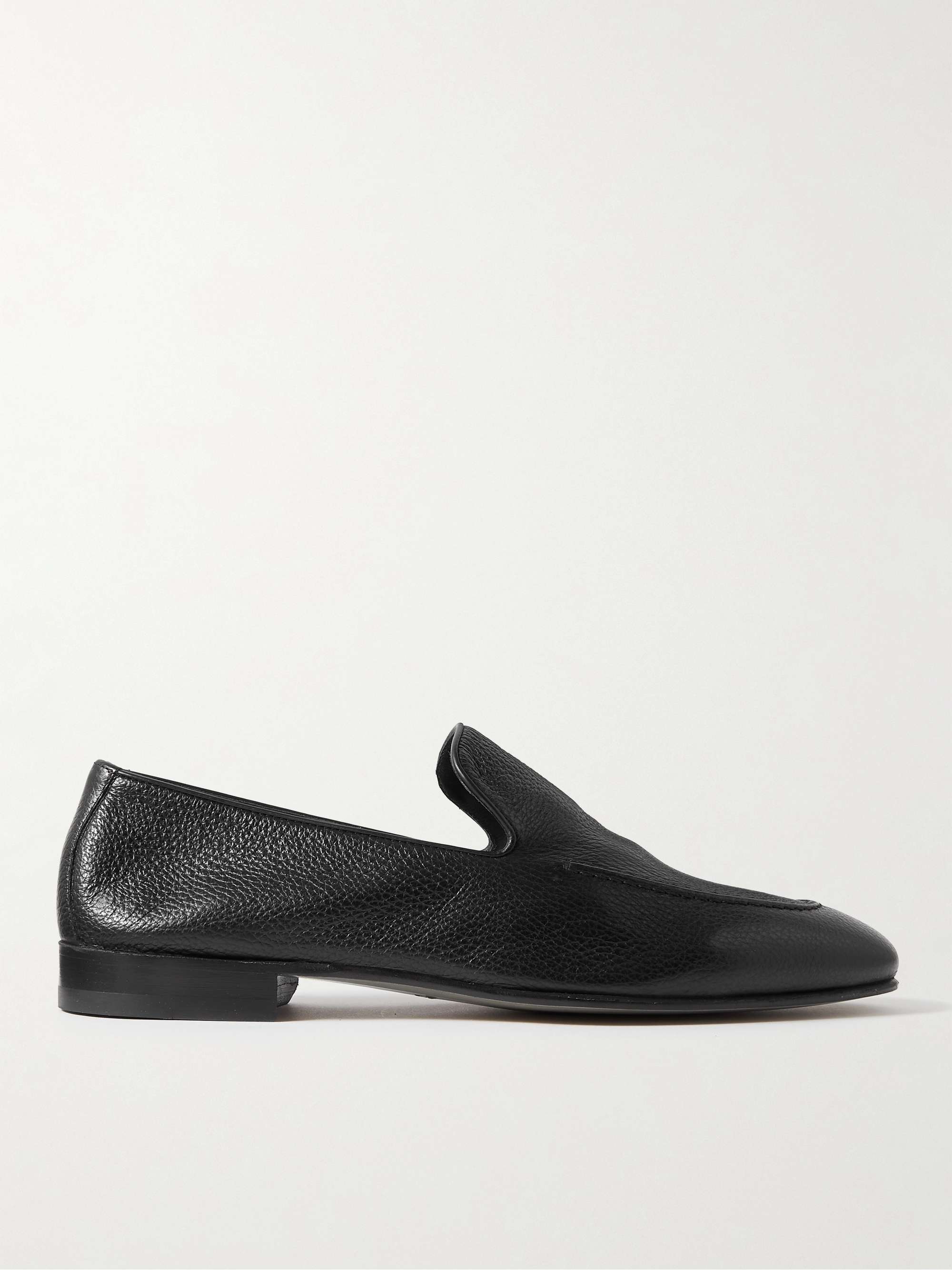 أسود حذاء لوفر Truro من الجلد المحبب بالكامل | MANOLO BLAHNIK | MR PORTER