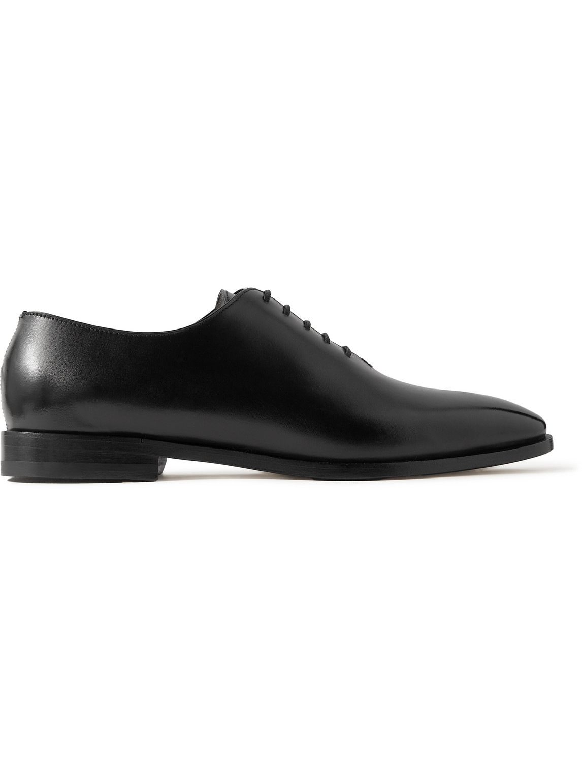 Manolo Blahnik Snowdon Whole-cut Glossed-leather Oxford Shoes In Black