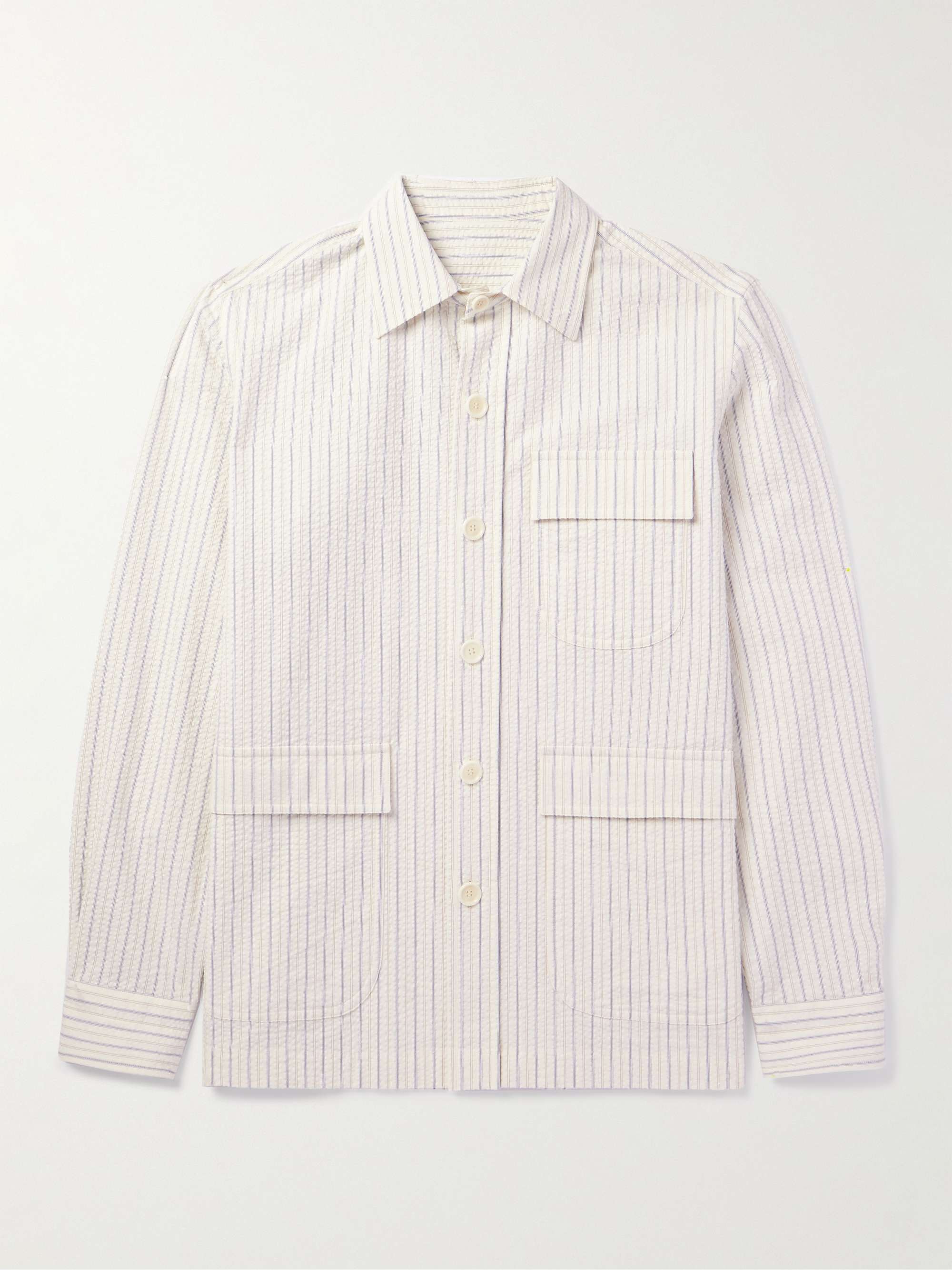 DE PETRILLO Striped Cotton-Seersucker Shirt for Men | MR PORTER