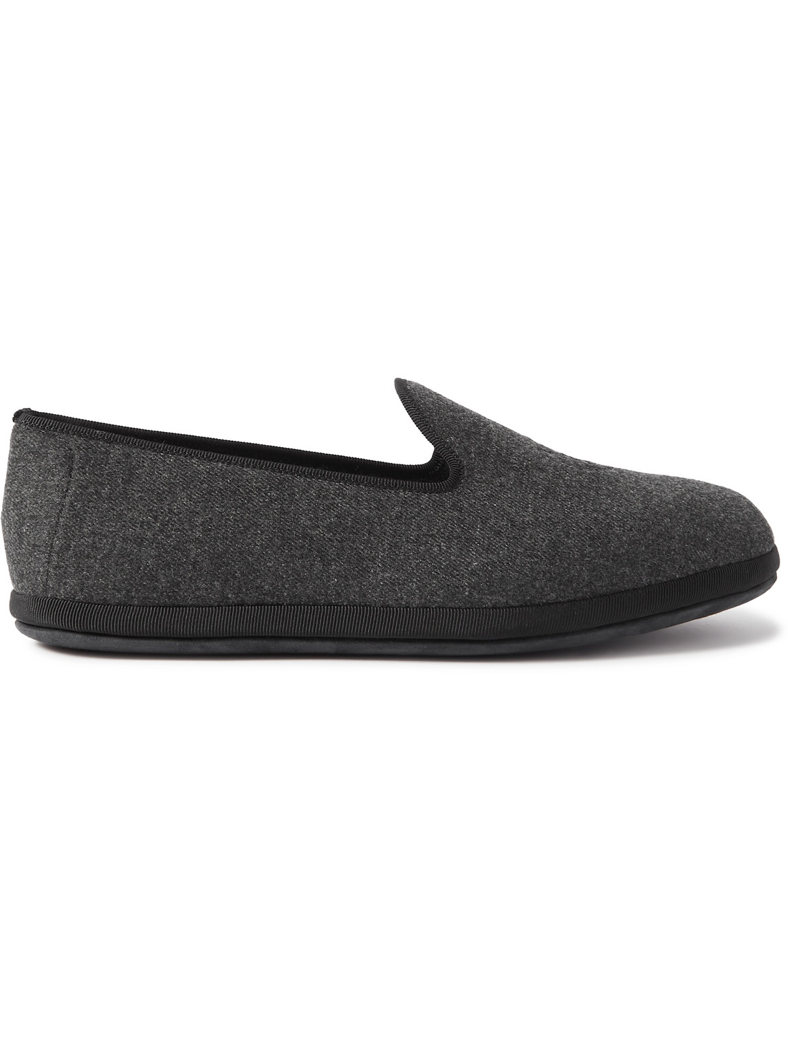 Loro Piana Logo-embroidered Cashmere-blend Slippers In Gray