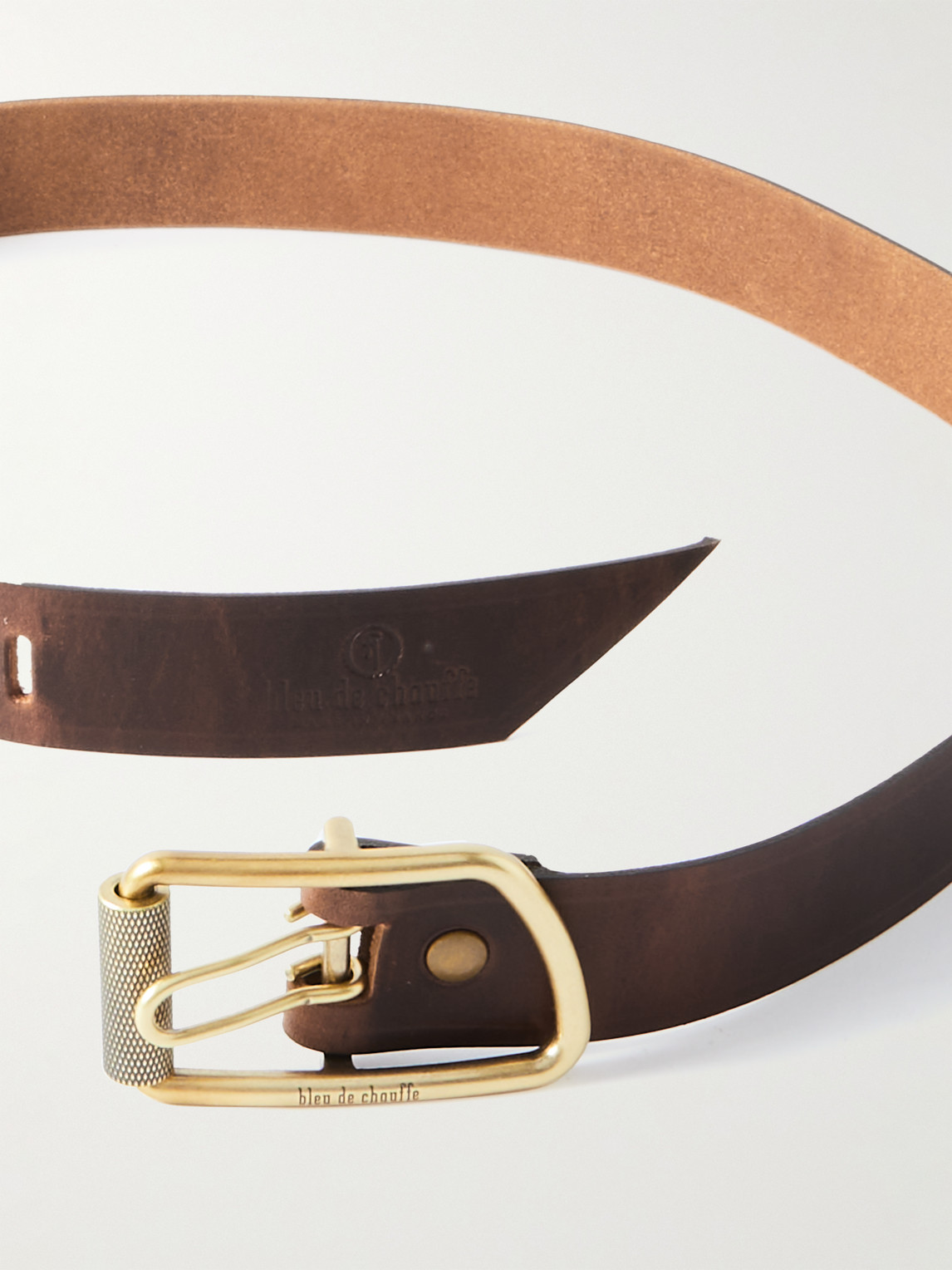 Shop Bleu De Chauffe Maillon 3.5cm Leather Belt In Brown