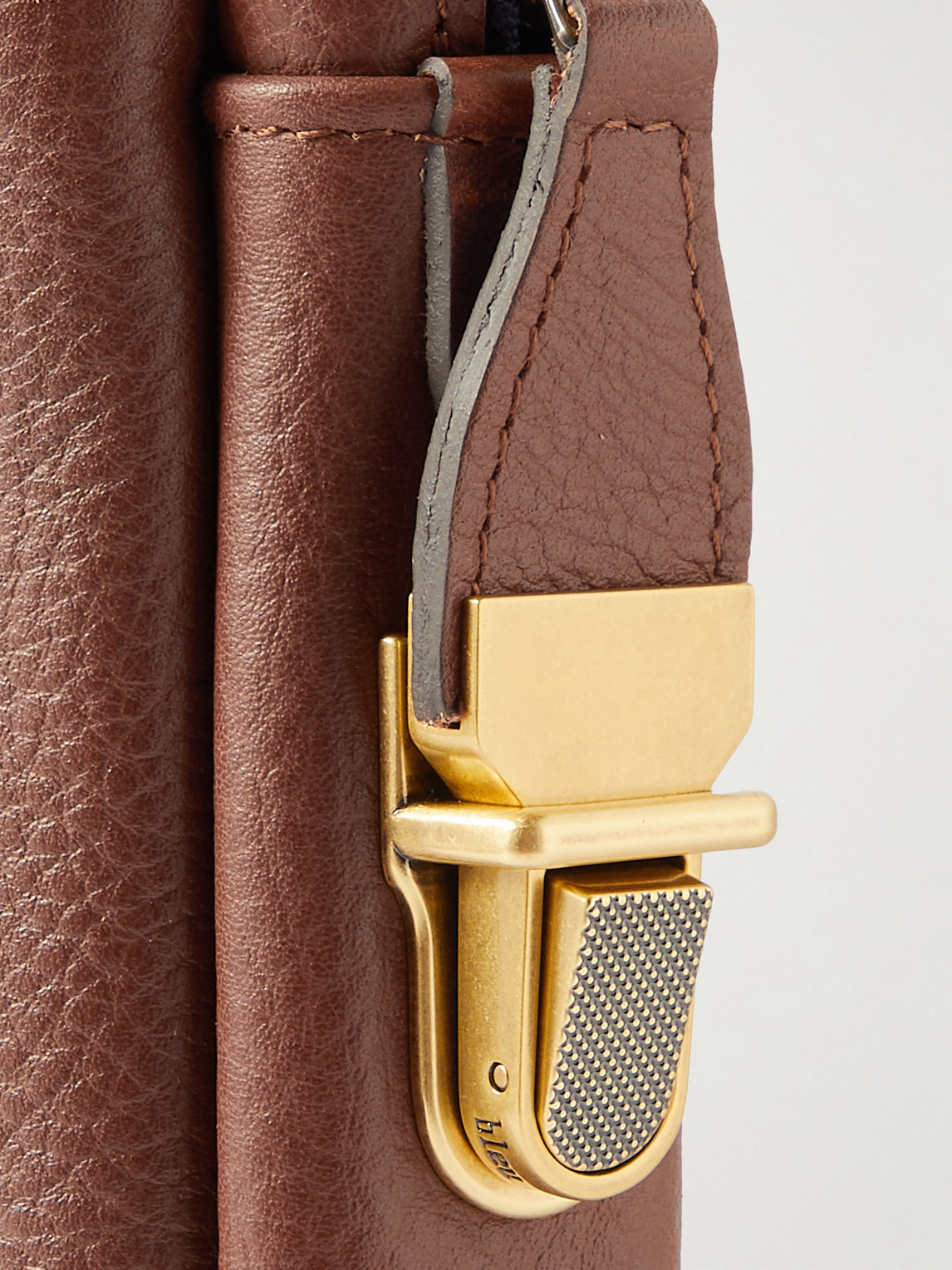 Shop Bleu De Chauffe Full-grain Leather Briefcase In Brown