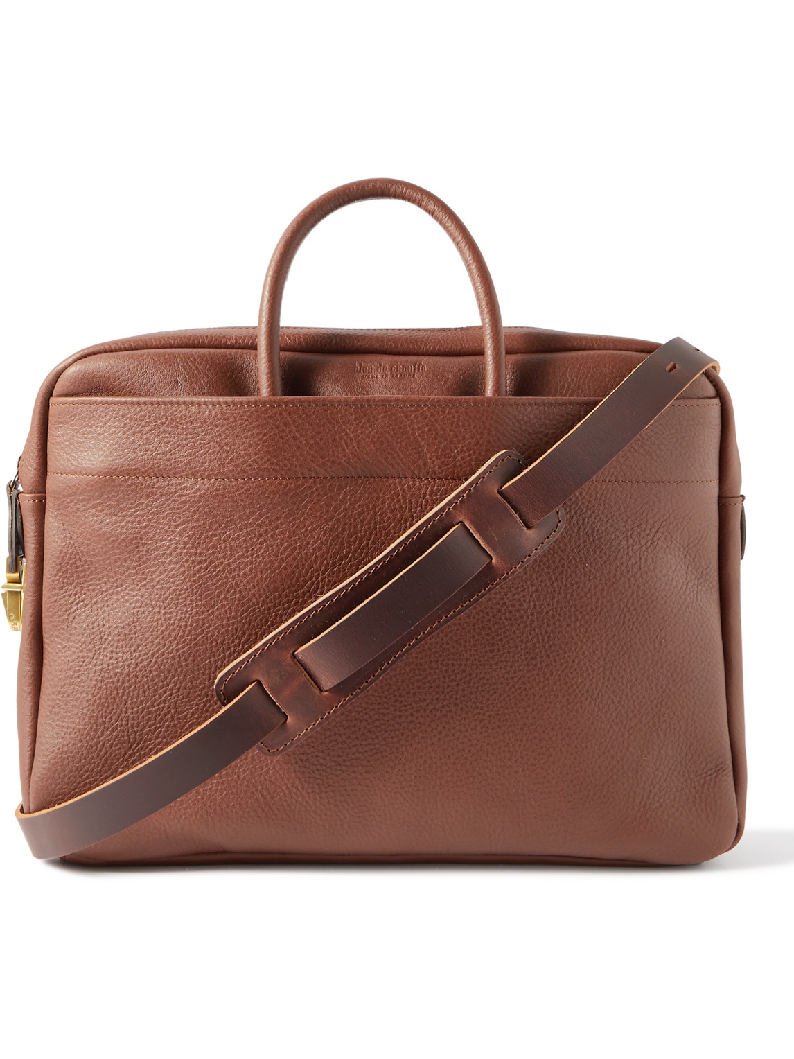 Bleu De Chauffe Full-grain Leather Briefcase In Brown