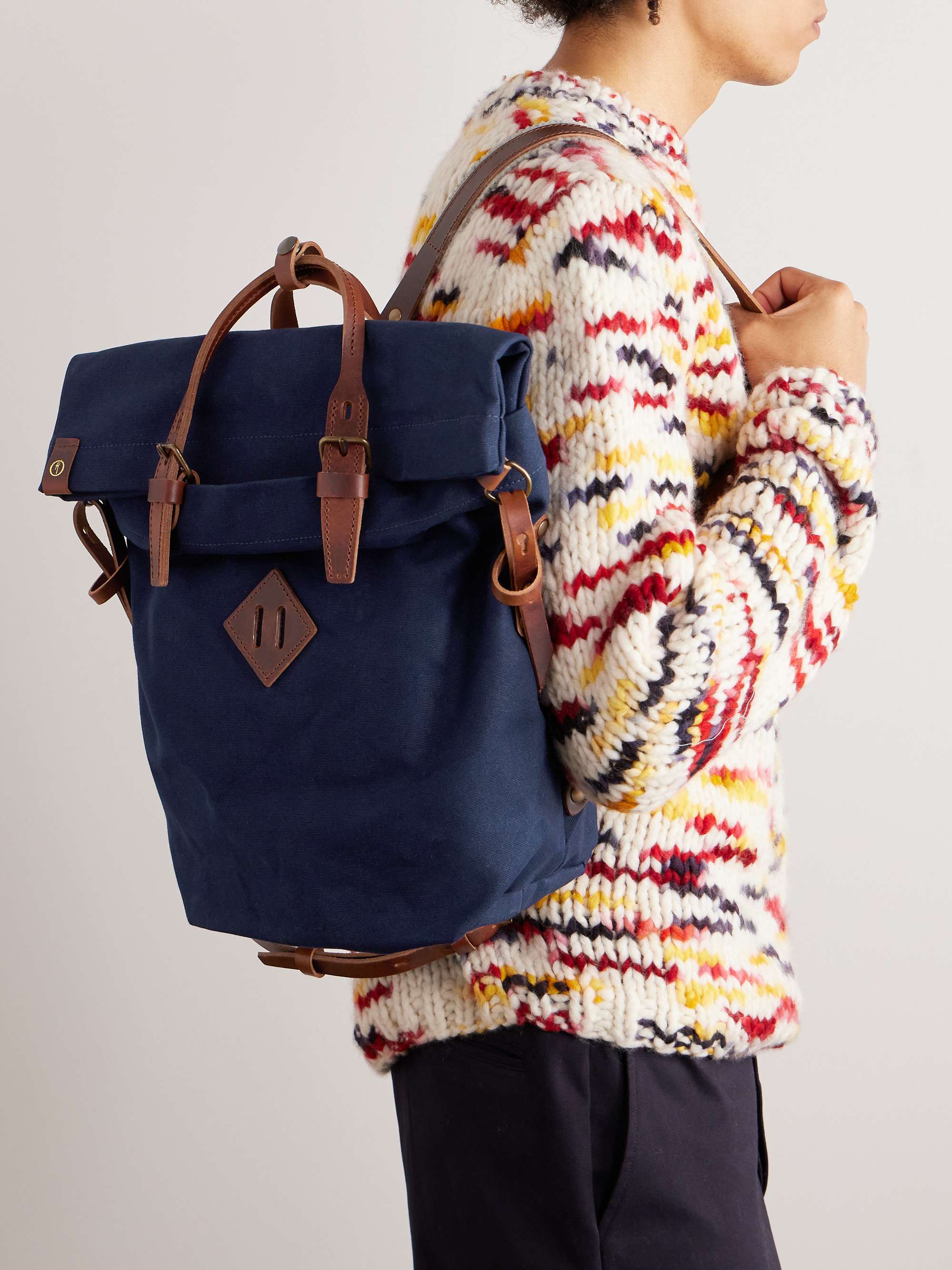 BLEU DE CHAUFFE Woody Leather-Trimmed Cotton-Canvas Backpack for Men | MR  PORTER
