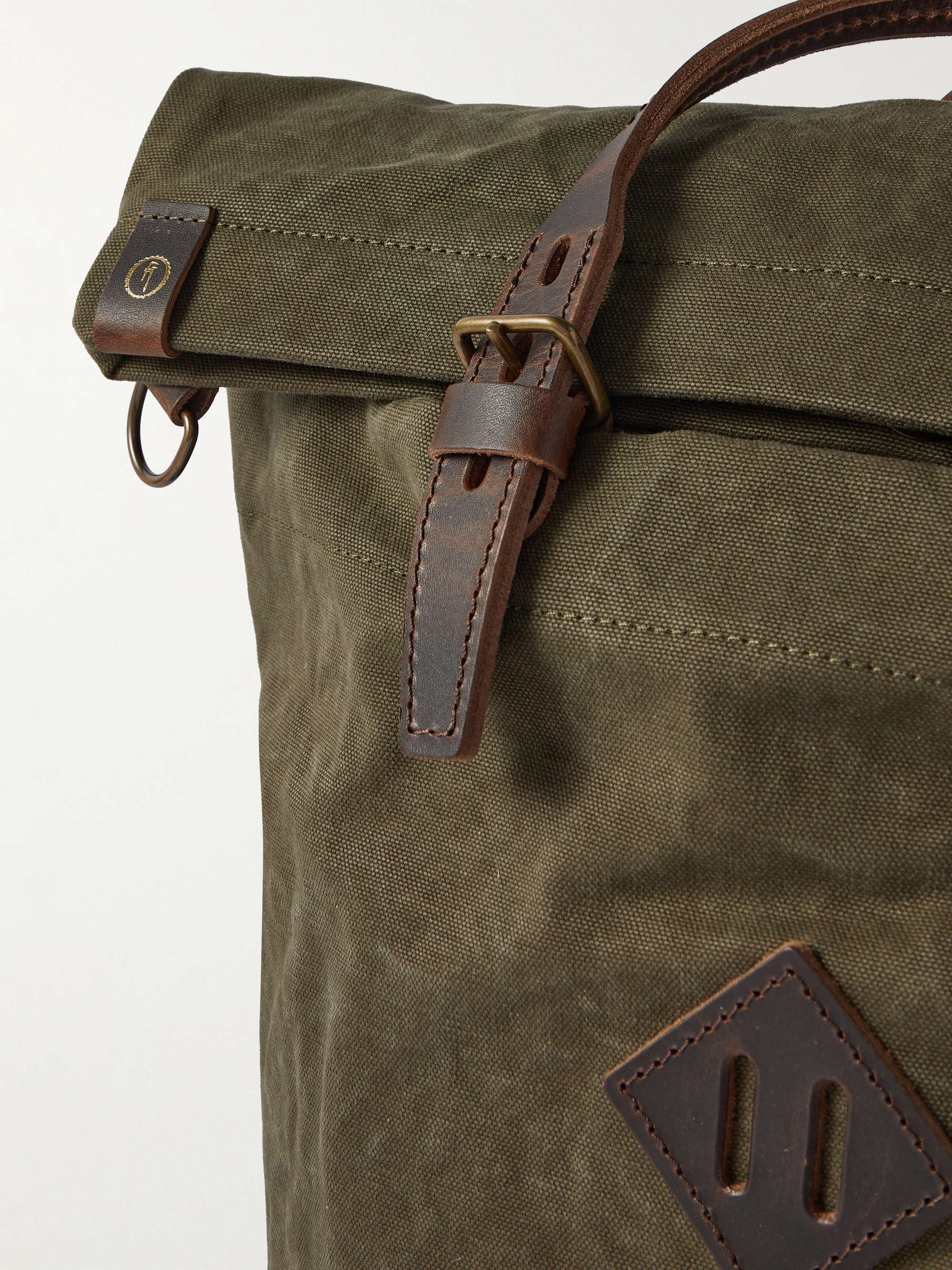 Woody Leather-Trimmed Cotton-Canvas Backpack