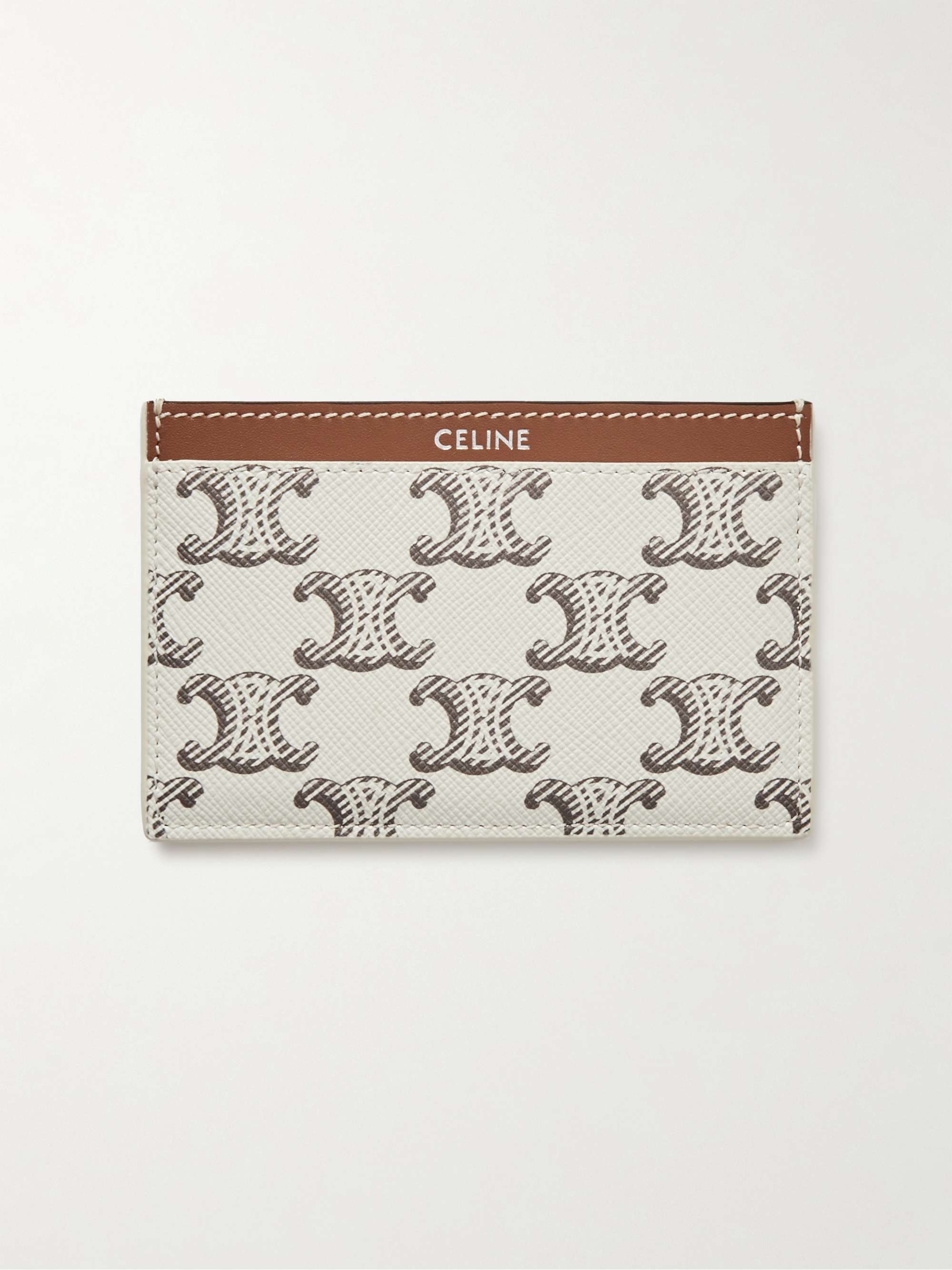 Triomphe Leather-Trimmed Coated-Canvas Cardholder