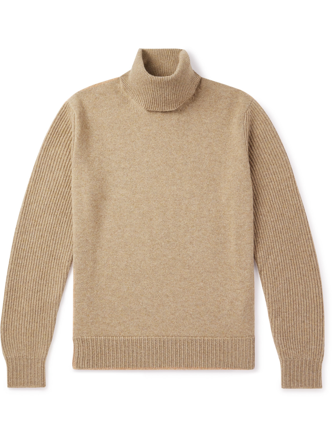 Loro Piana Ribbed Cashmere Rollneck Jumper In Brown