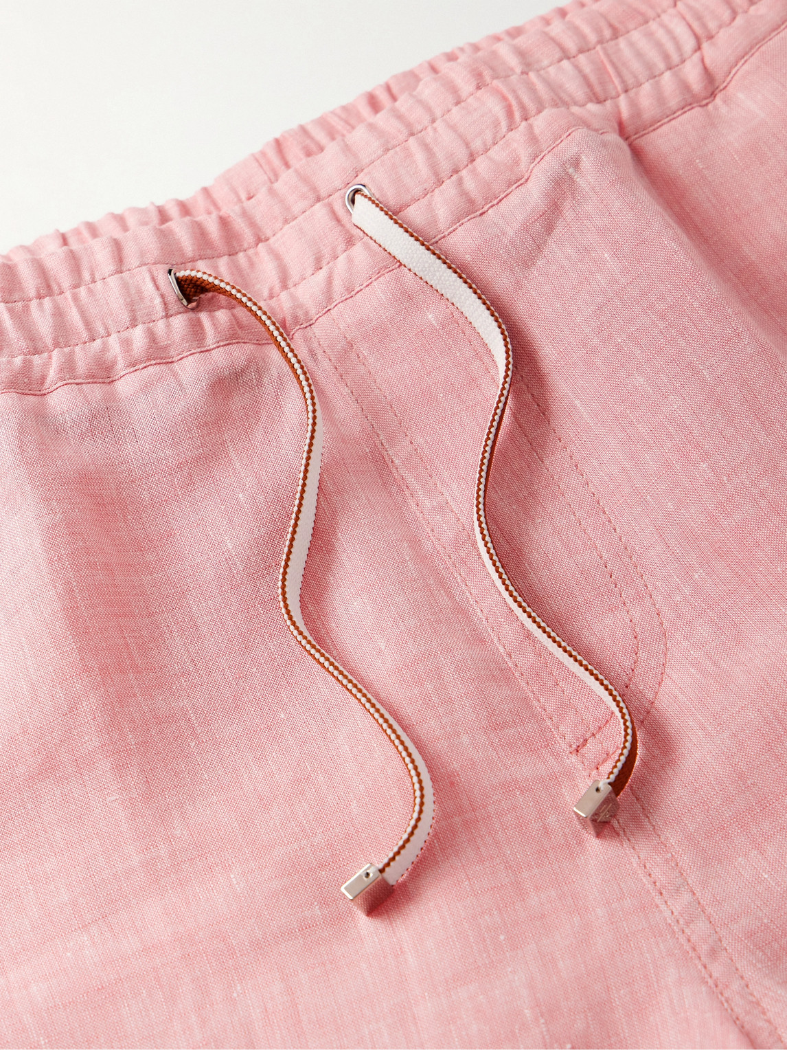 Shop Loro Piana Arizona Straight-leg Linen Drawstring Bermuda Shorts In Pink