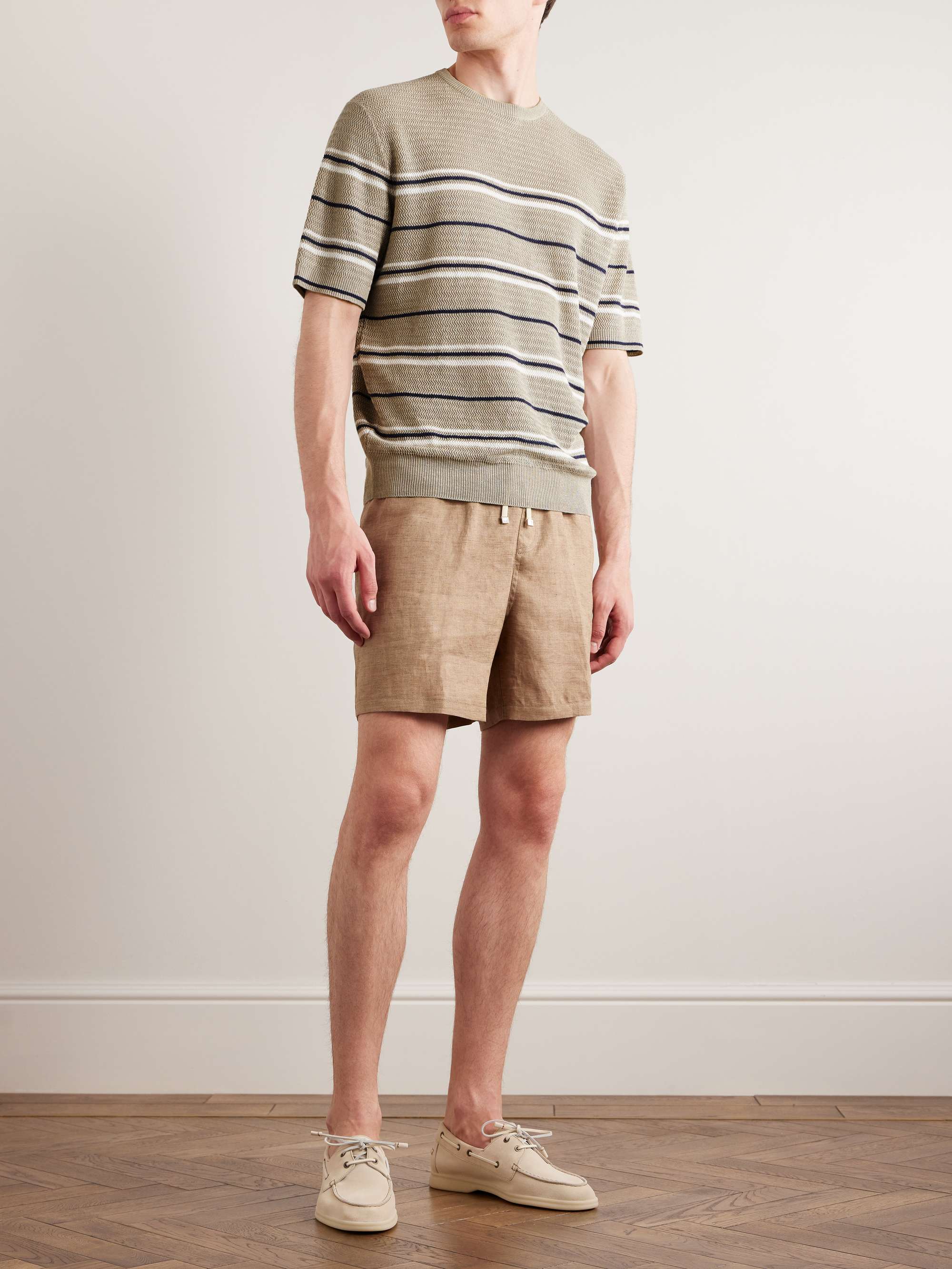 LORO PIANA Arizona Straight-Leg Linen Drawstring Bermuda Shorts 