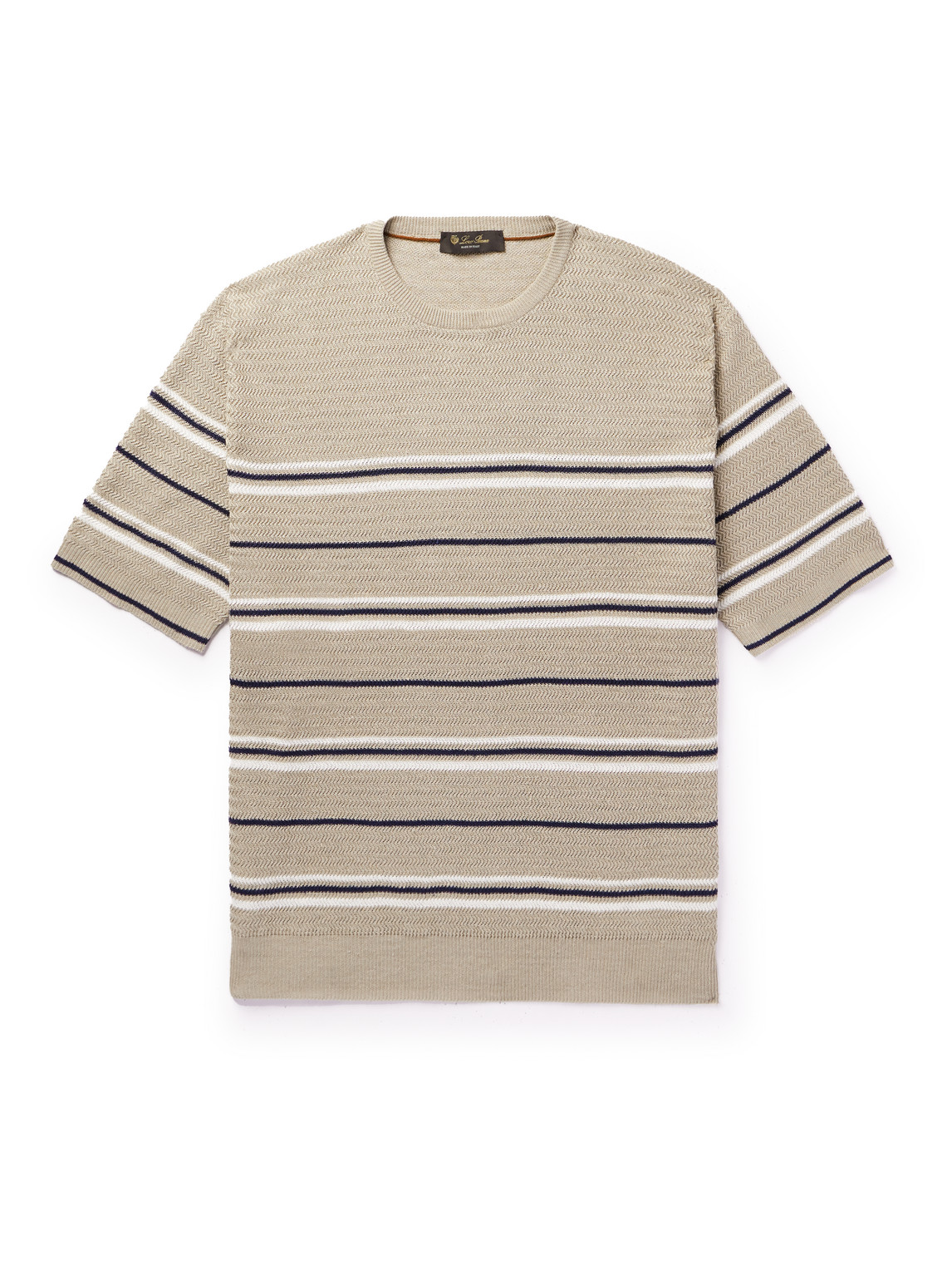Loro Piana Striped Herringbone Linen T-shirt In Neutrals