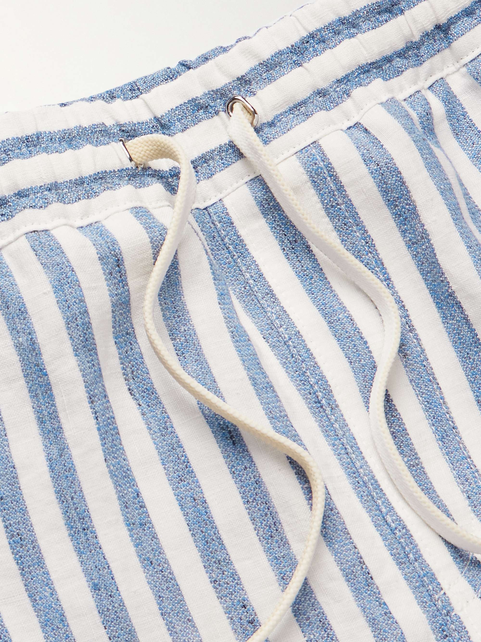 LORO PIANA Bermuda Bay Straight-Leg Striped Linen Drawstring Shorts for ...