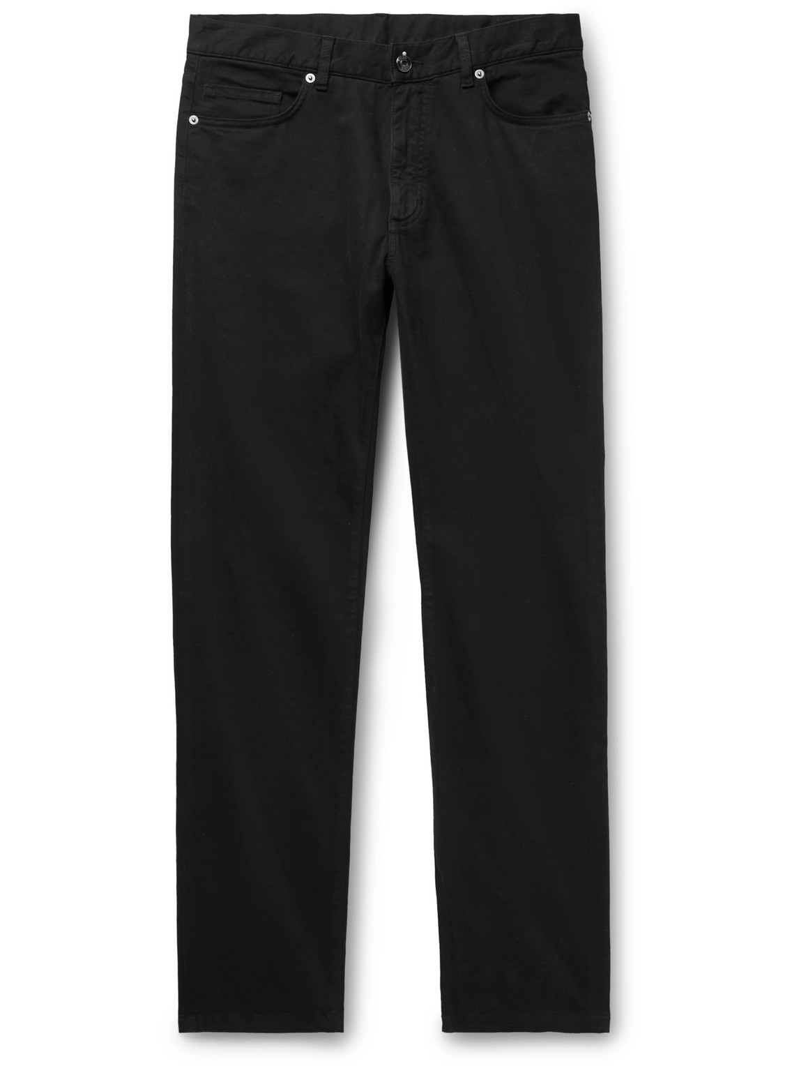 Zegna Slim-fit Brushed Cotton-blend Trousers In Black