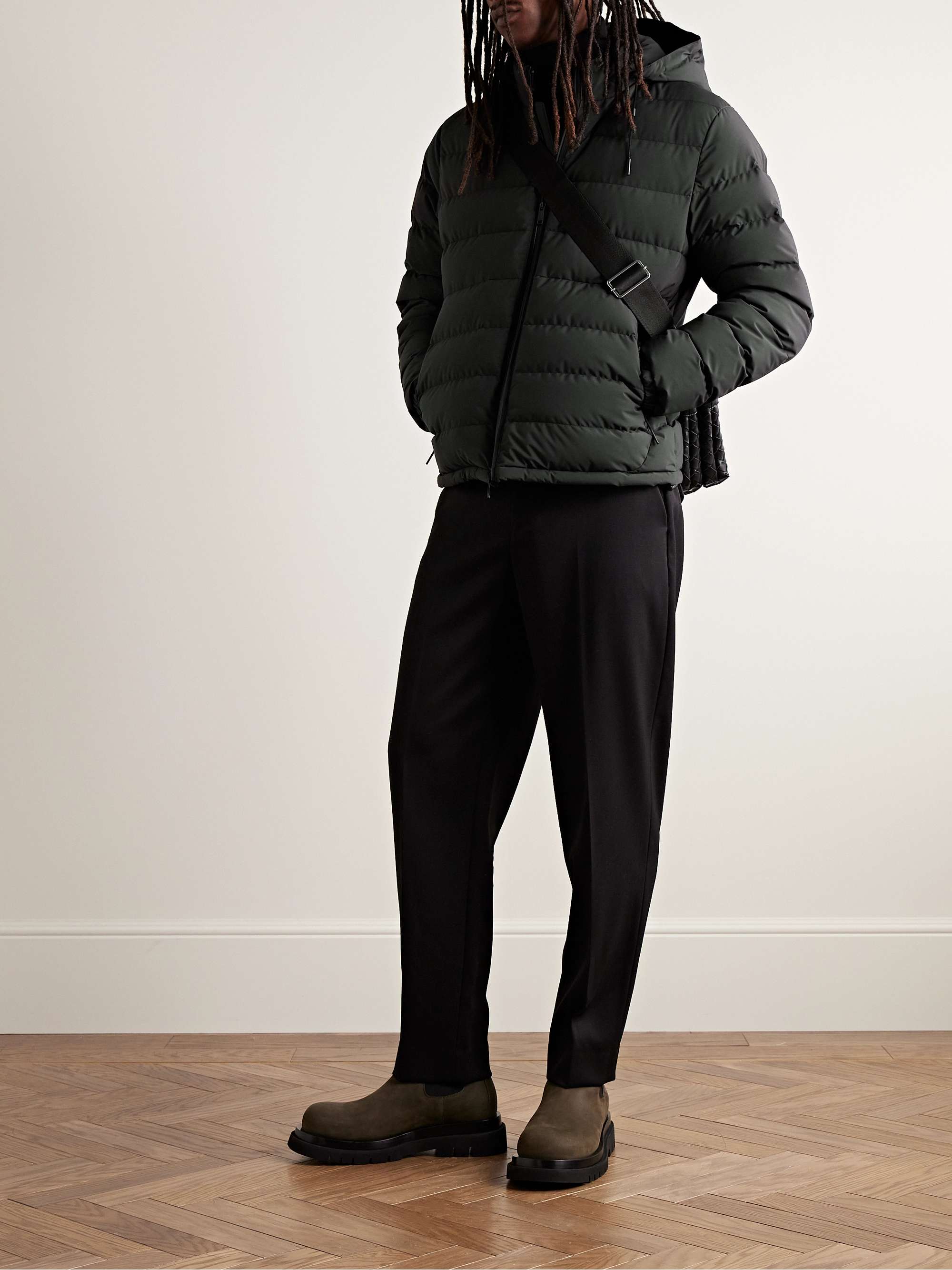 ZEGNA Stratos Leather-Trimmed Quilted Shell Hooded Down Jacket for Men | MR  PORTER