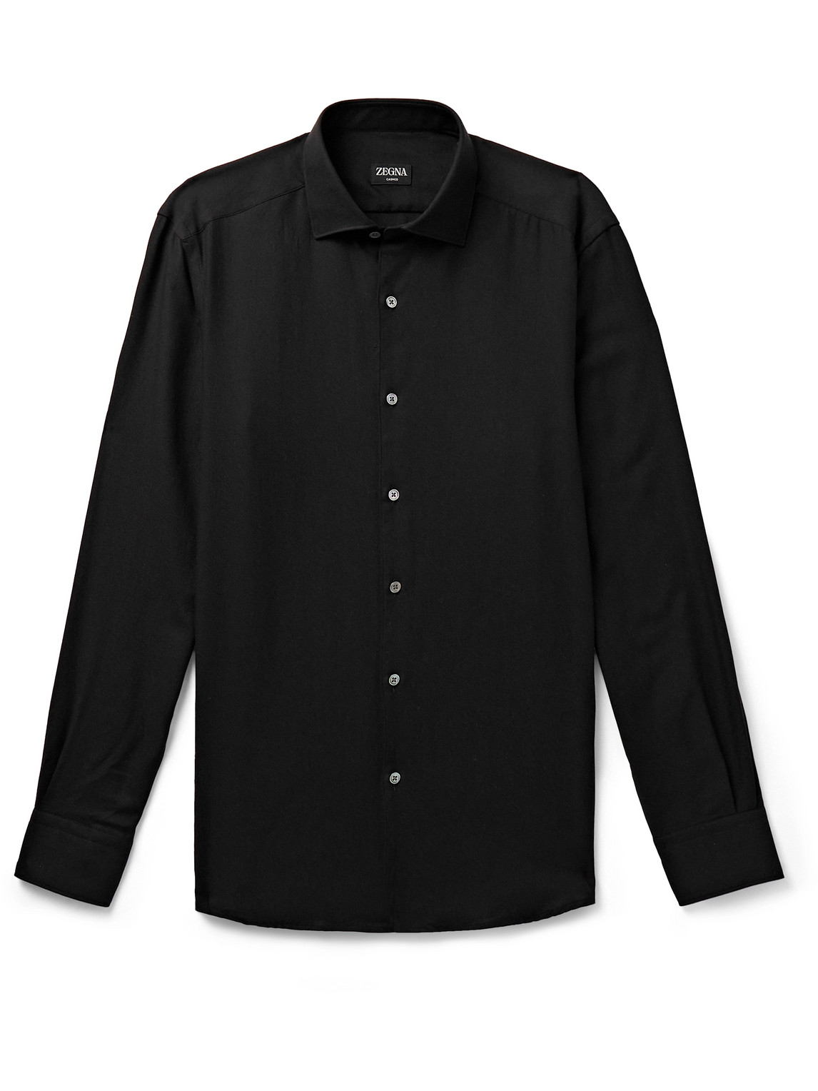 Zegna Cotton And Cashmere-blend Twill Shirt In Black