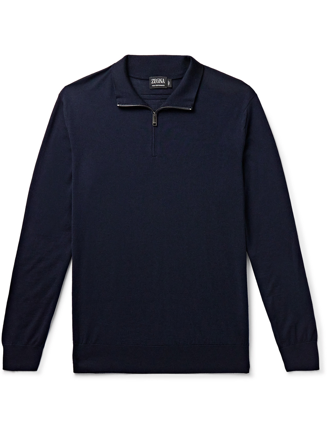 Zegna Slim-fit Wool Half-zip Sweater In Blue