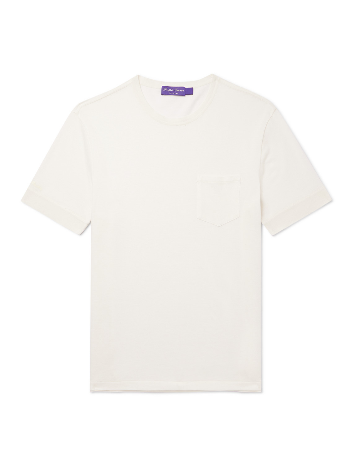 Ralph Lauren Purple Label Cotton, Silk And Linen-blend Piqué T-shirt In White
