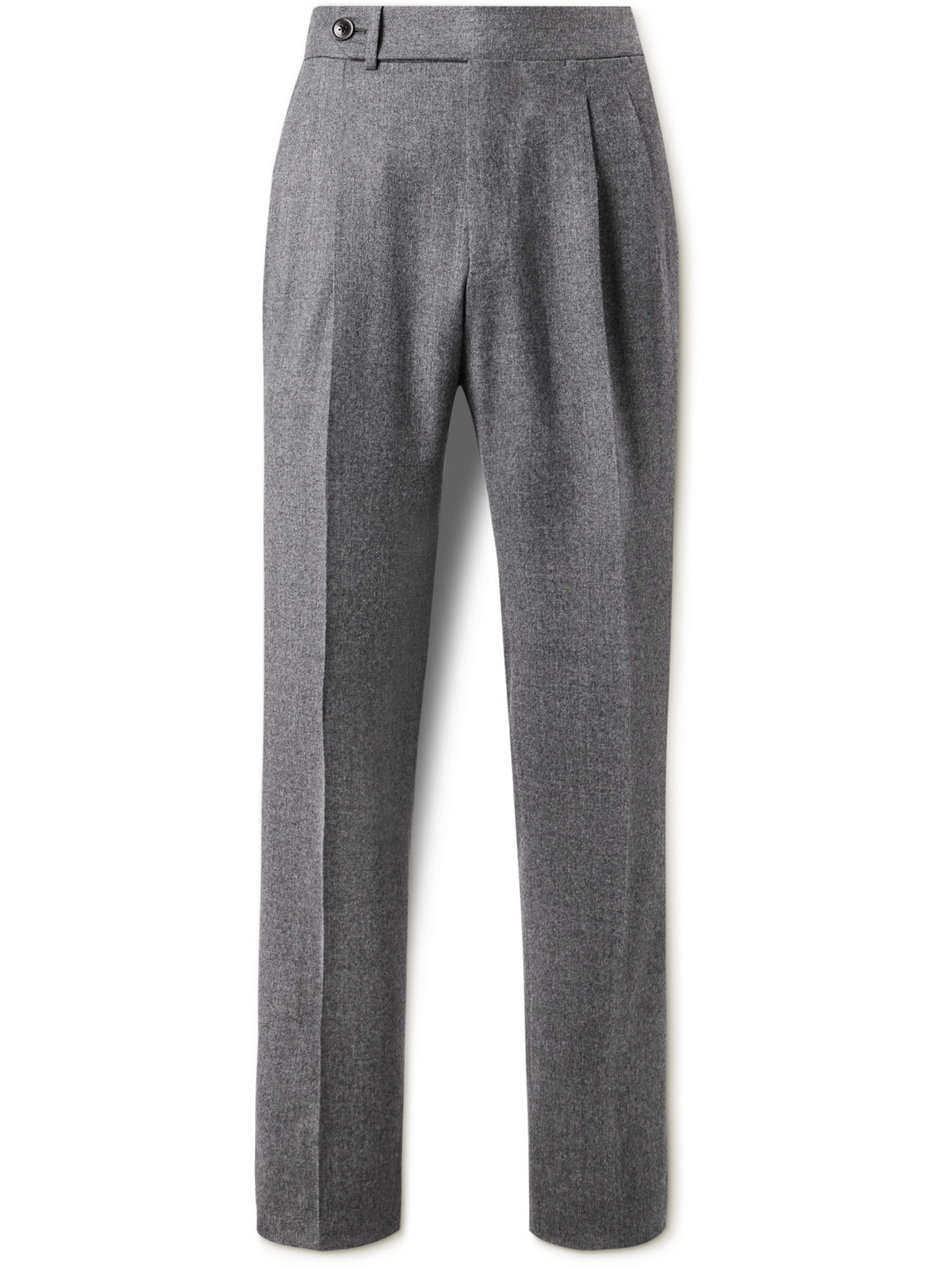 Purdey Straight-leg Pleated Wool-flannel Trousers In Gray