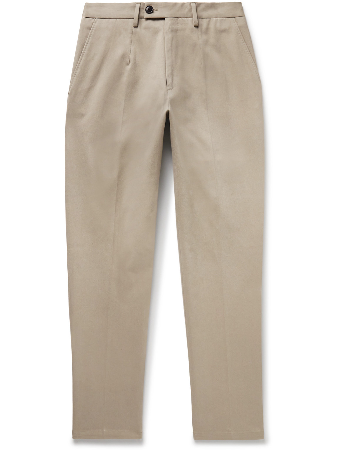 Purdey Tapered Brushed Cotton-blend Twill Trousers In Neutrals