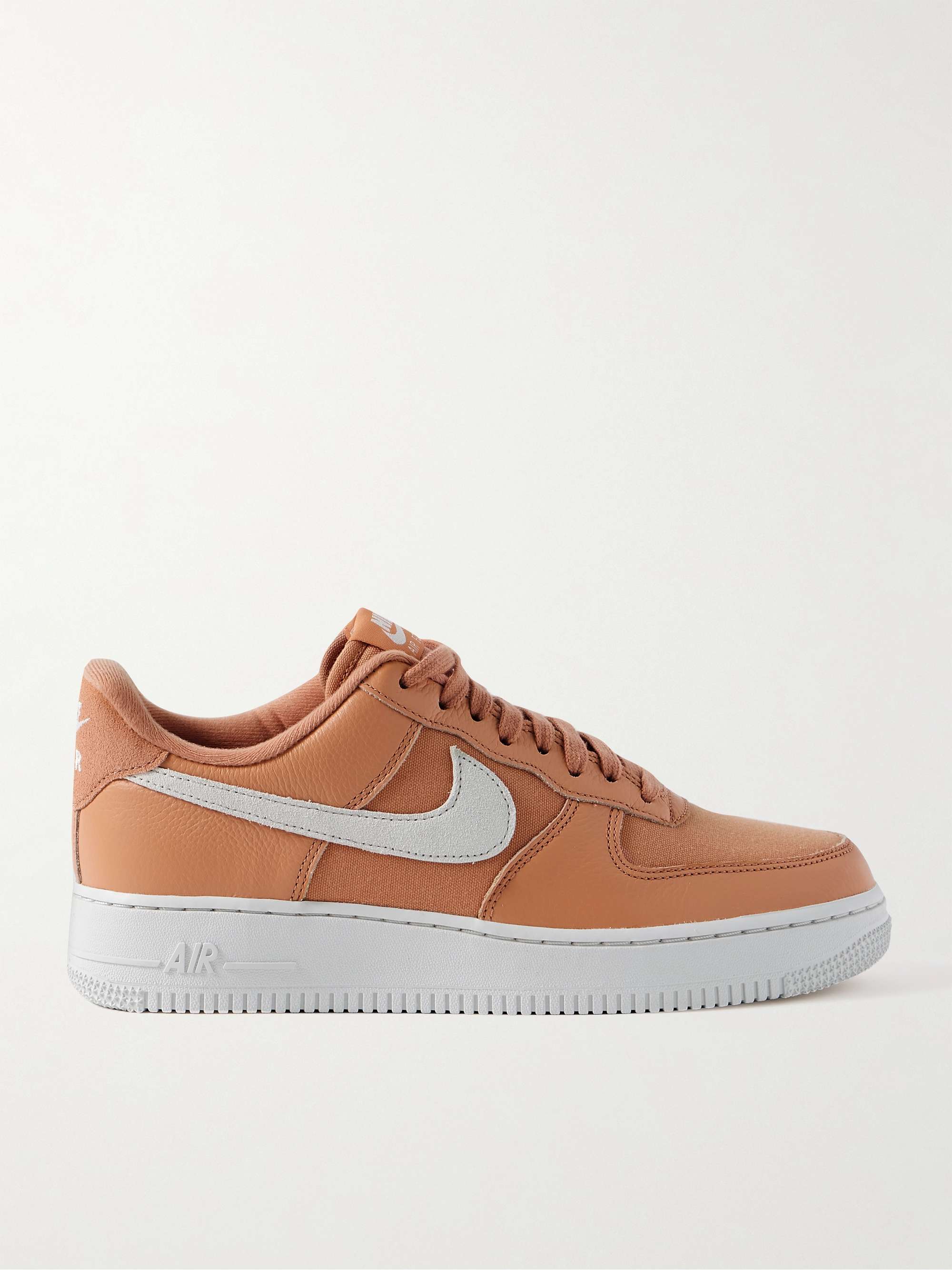 NIKE Air Force 1 '07 Suede-Trimmed Full-Grain Leather and Canvas Sneakers  for Men | MR PORTER