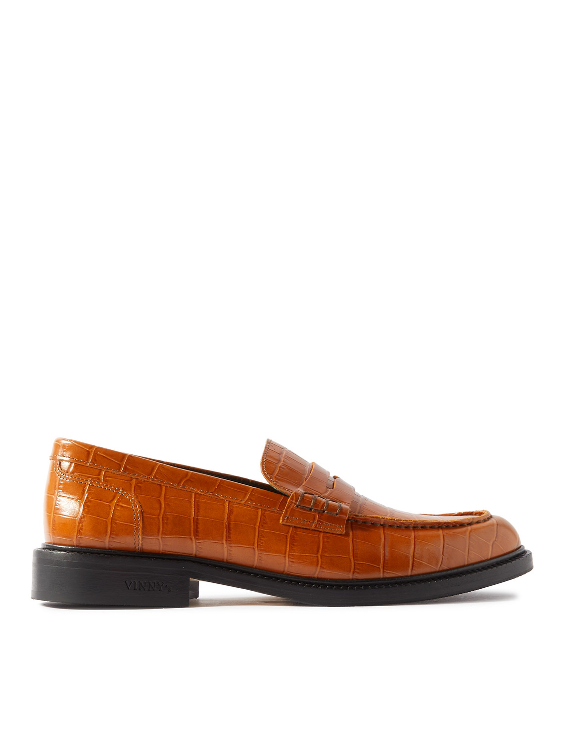 VINNY'S TOWNEE CROC-EFFECT LEATHER PENNY LOAFERS