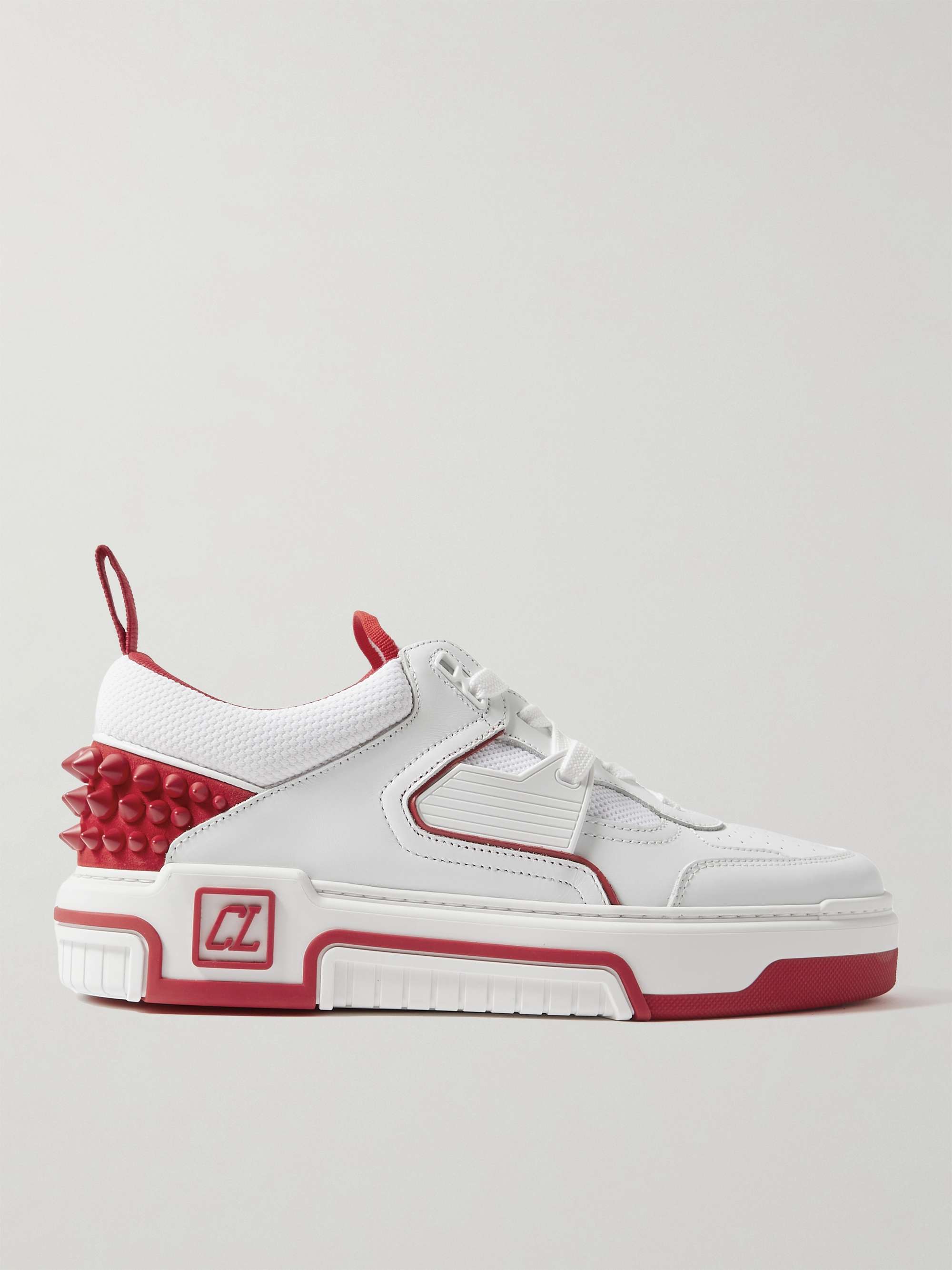CHRISTIAN LOUBOUTIN Astroloubi Spiked Leather and Mesh Sneakers for Men |  MR PORTER
