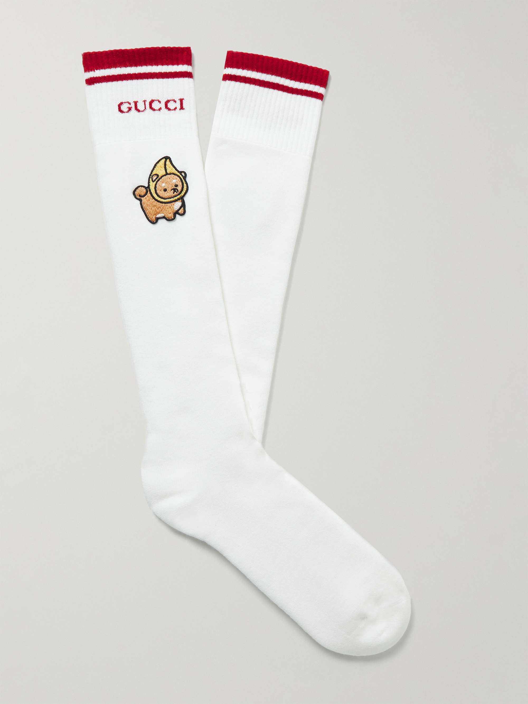 GUCCI Appliquéd Intarsia-Knit Cotton-Blend Socks for Men | MR PORTER