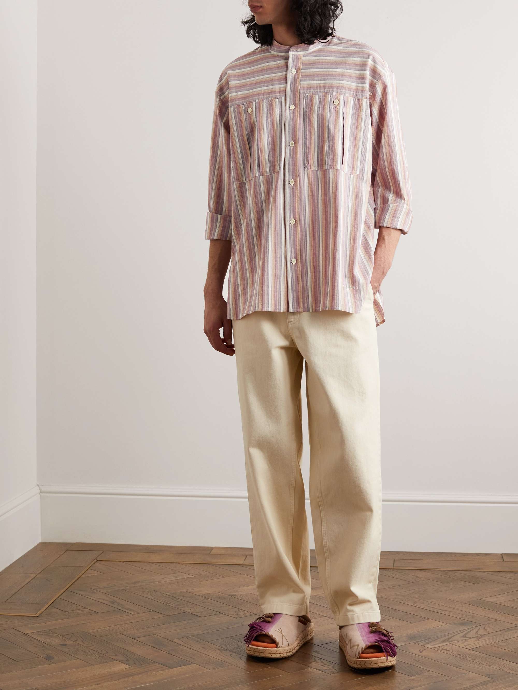 ISABEL MARANT Taylori Grandad-Collar Striped Cotton-Poplin Shirt for ...