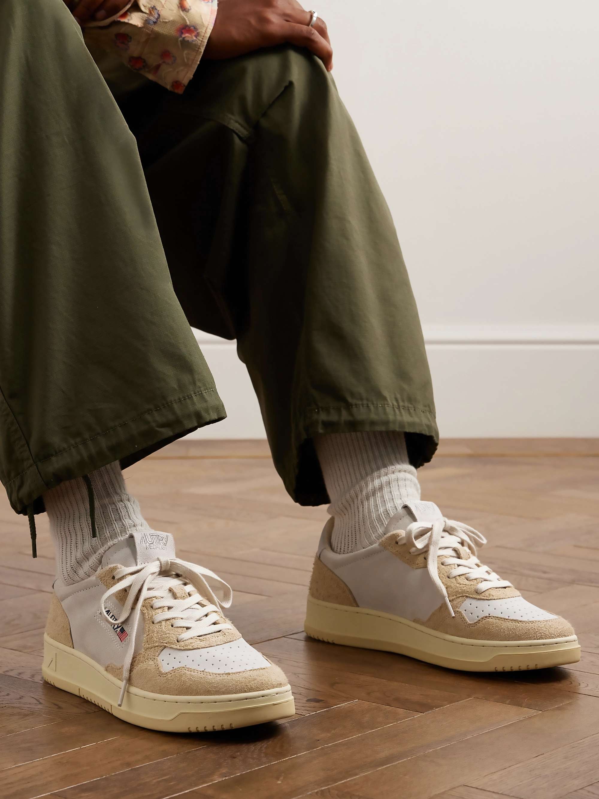 AUTRY Medalist Leather-Trimmed Suede Sneakers for Men | MR PORTER