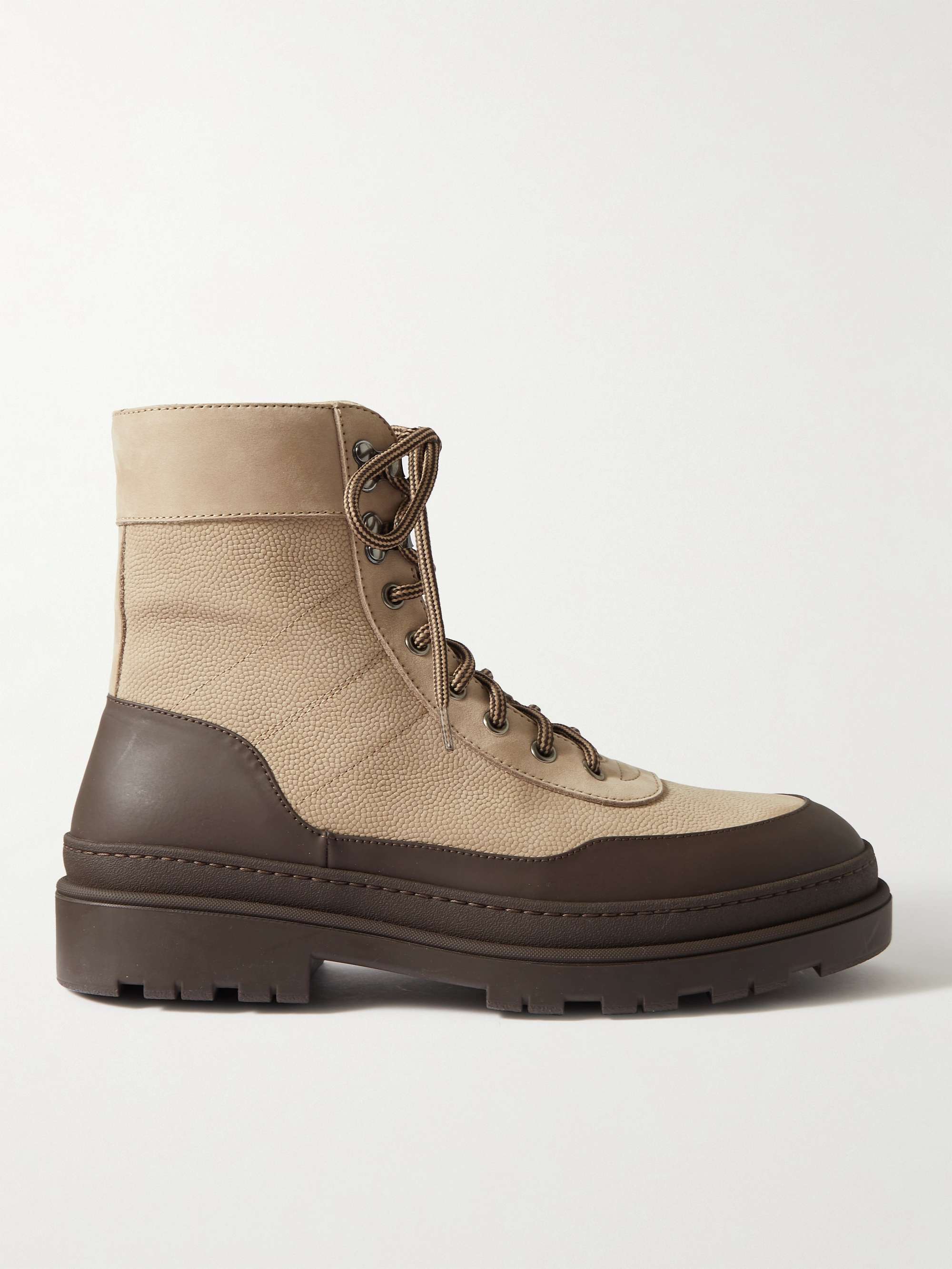 BRUNELLO CUCINELLI Rubber-Trimmed Pebble-Grain Leather Hiking Boots for Men  | MR PORTER