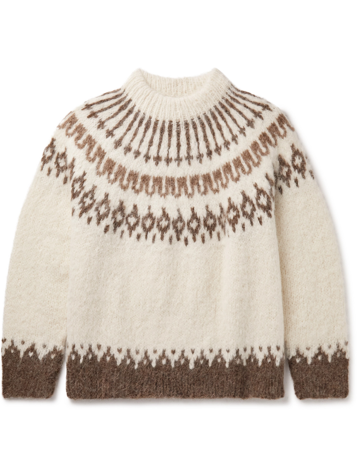 Shop Bode Branch Yoke Intarsia-knit Alpaca-blend Sweater In Neutrals