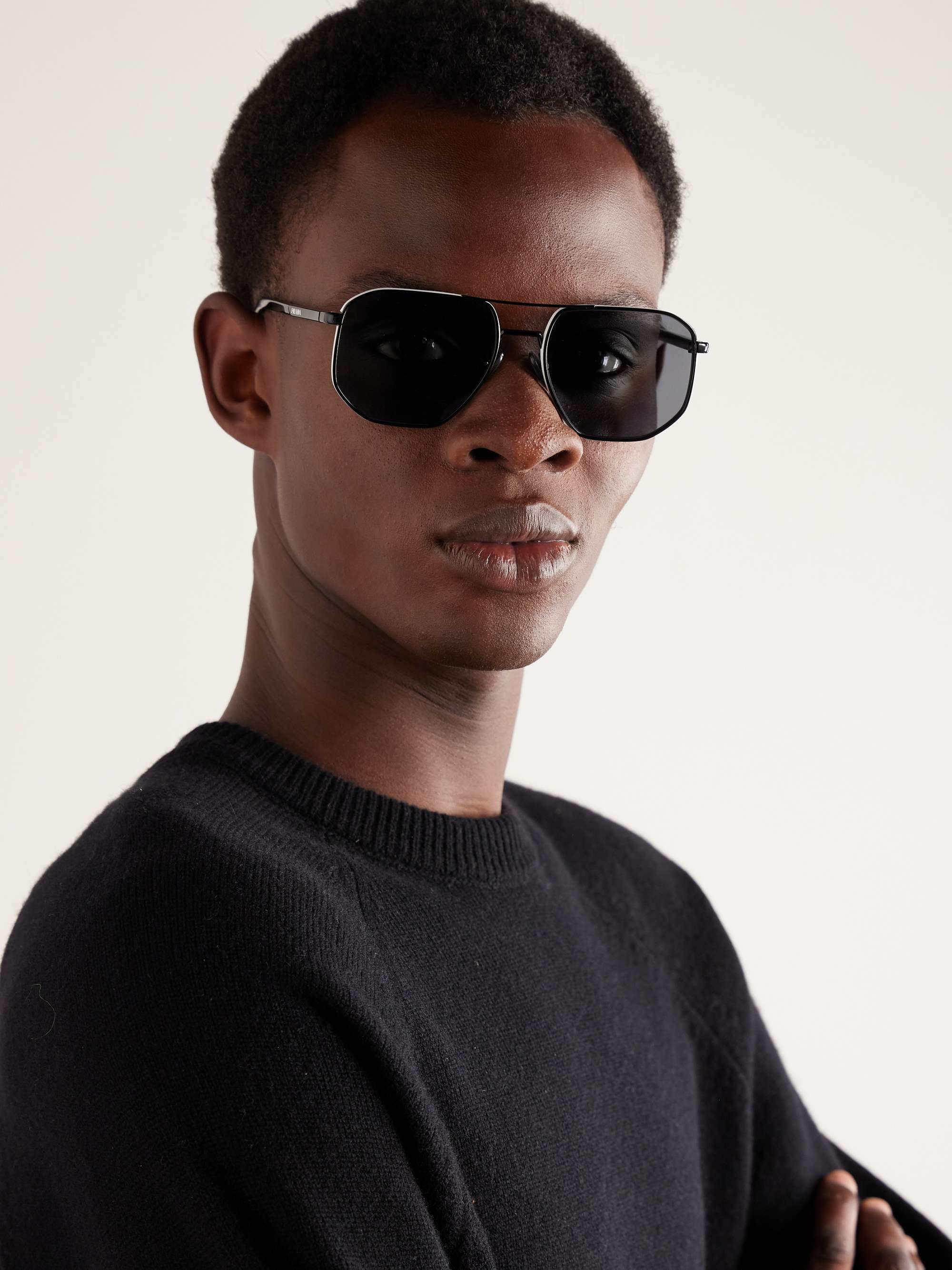 PRADA EYEWEAR Aviator-Style Silver-Tone Sunglasses for Men | MR PORTER