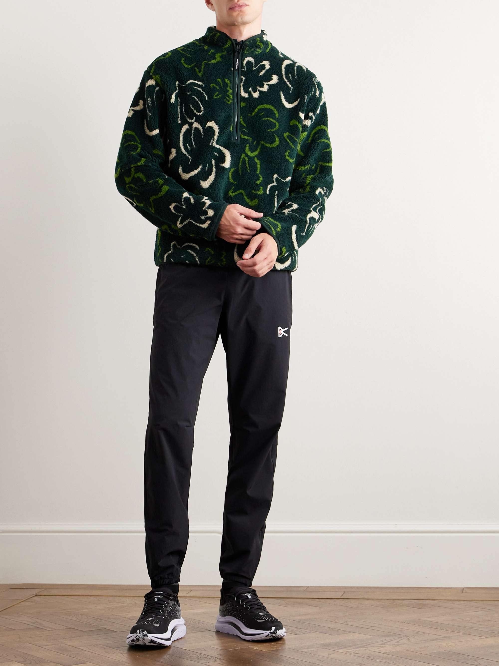 District Vision - Men - Floral-Print Fleece Half-Zip Sweatshirt Green - L