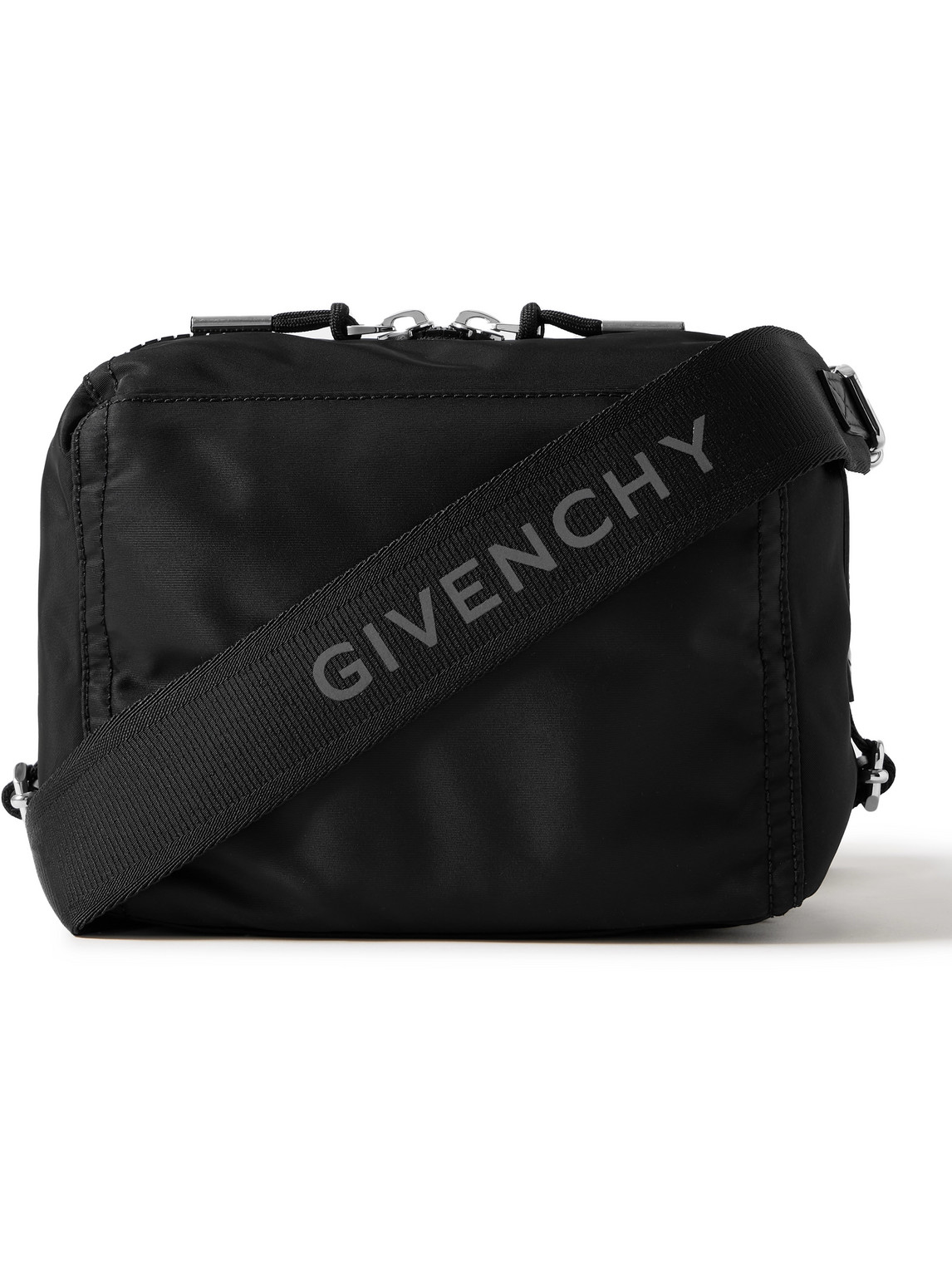 Givenchy Pandora Small Leather-trimmed Nylon Messenger Bag In Black