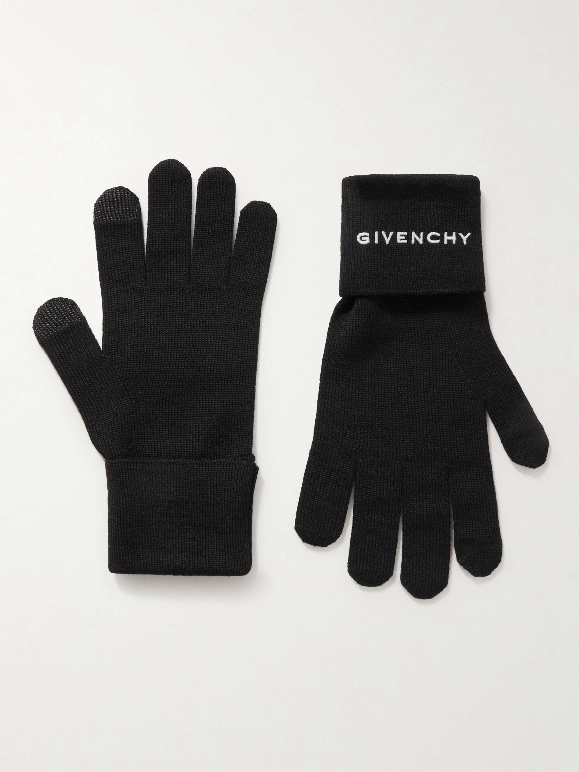GIVENCHY 4G Logo-Embroidered Wool Gloves for Men