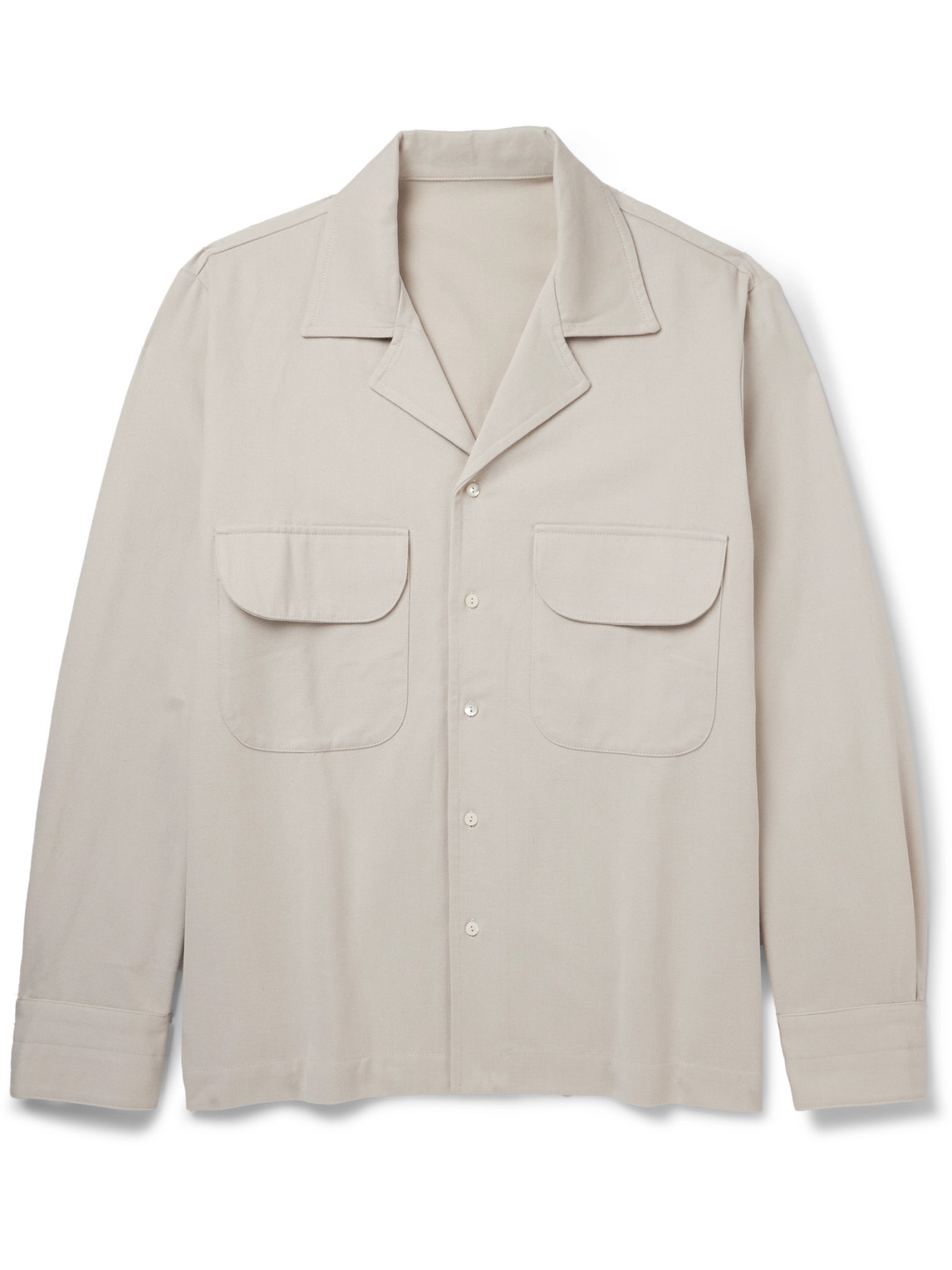Stòffa Camp-collar Cotton-twill Overshirt In Neutrals