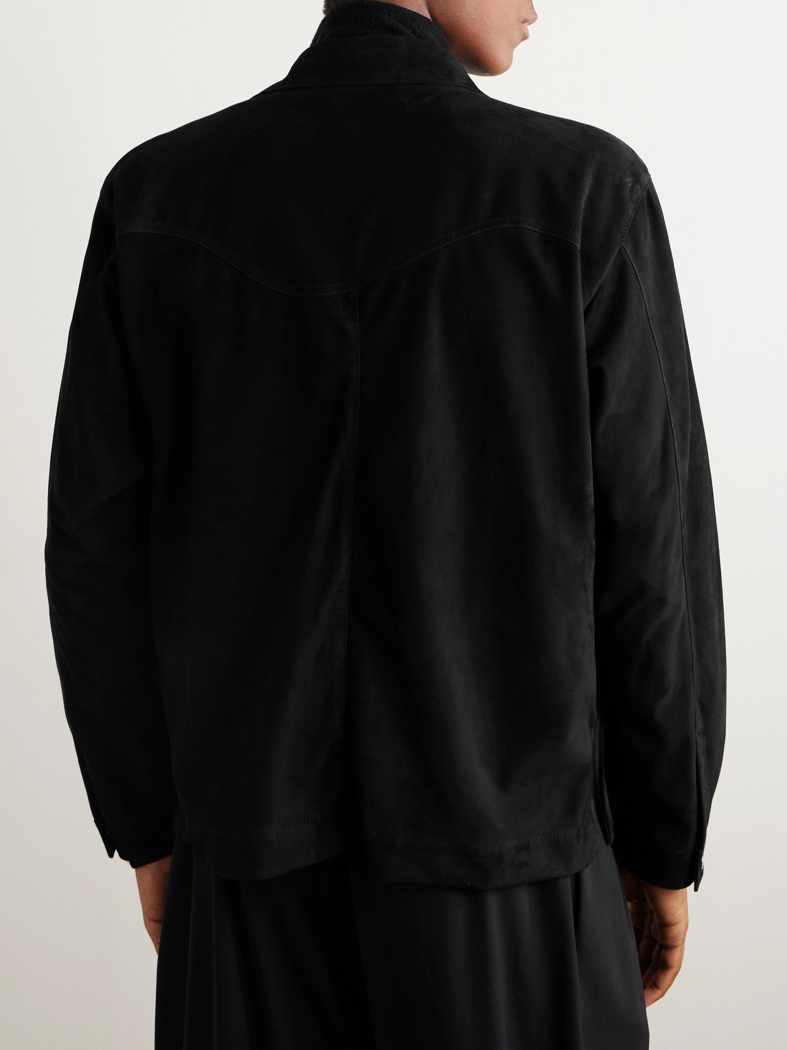 Shop Stòffa Suede Blouson Jacket In Black