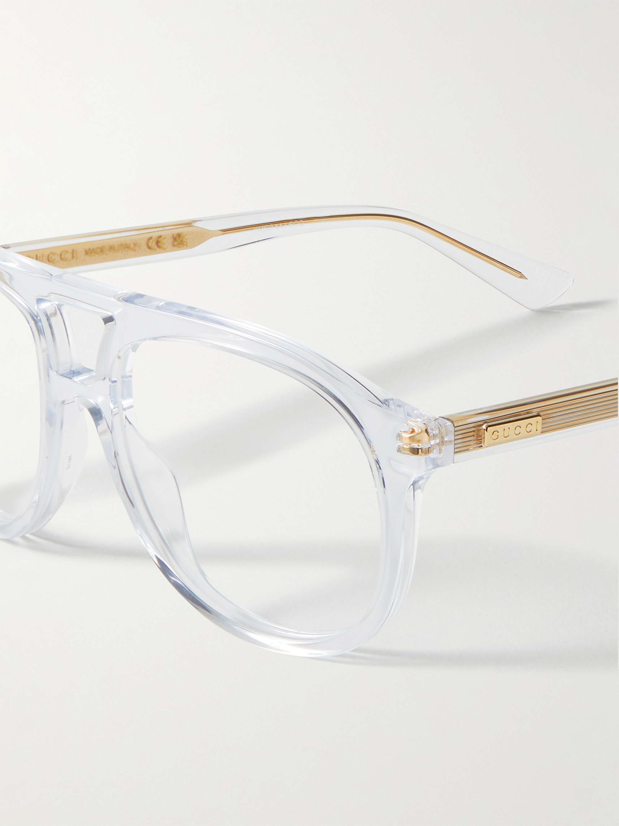 شفاف نظارات طبية 80s Monoco' بأسلوب أفياتور من الأسيتات | GUCCI EYEWEAR |  MR PORTER