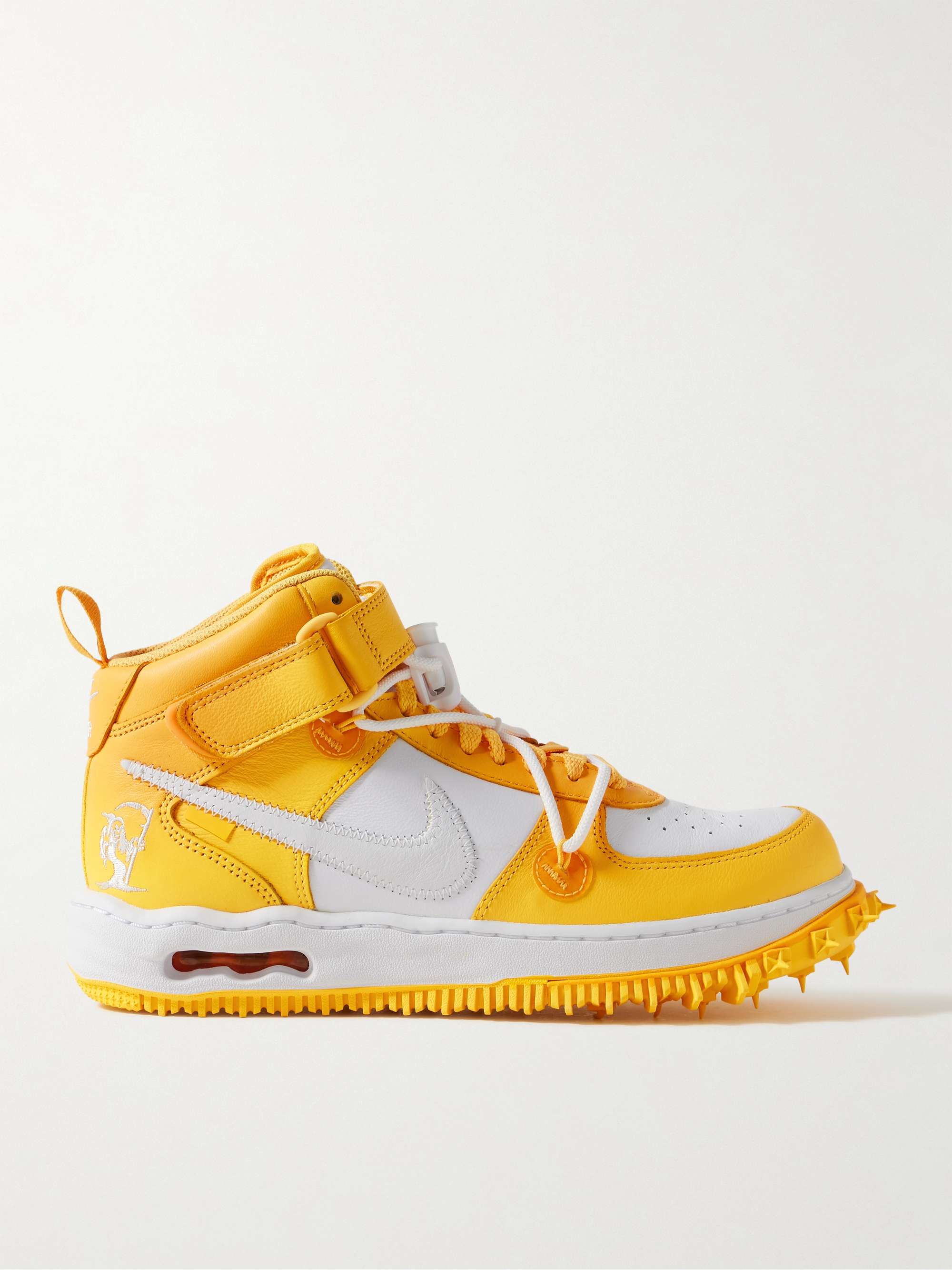 NIKE + Off-White Air Force 1 Mid Two-Tone Leather High-Top Sneakers for Men  | MR PORTER