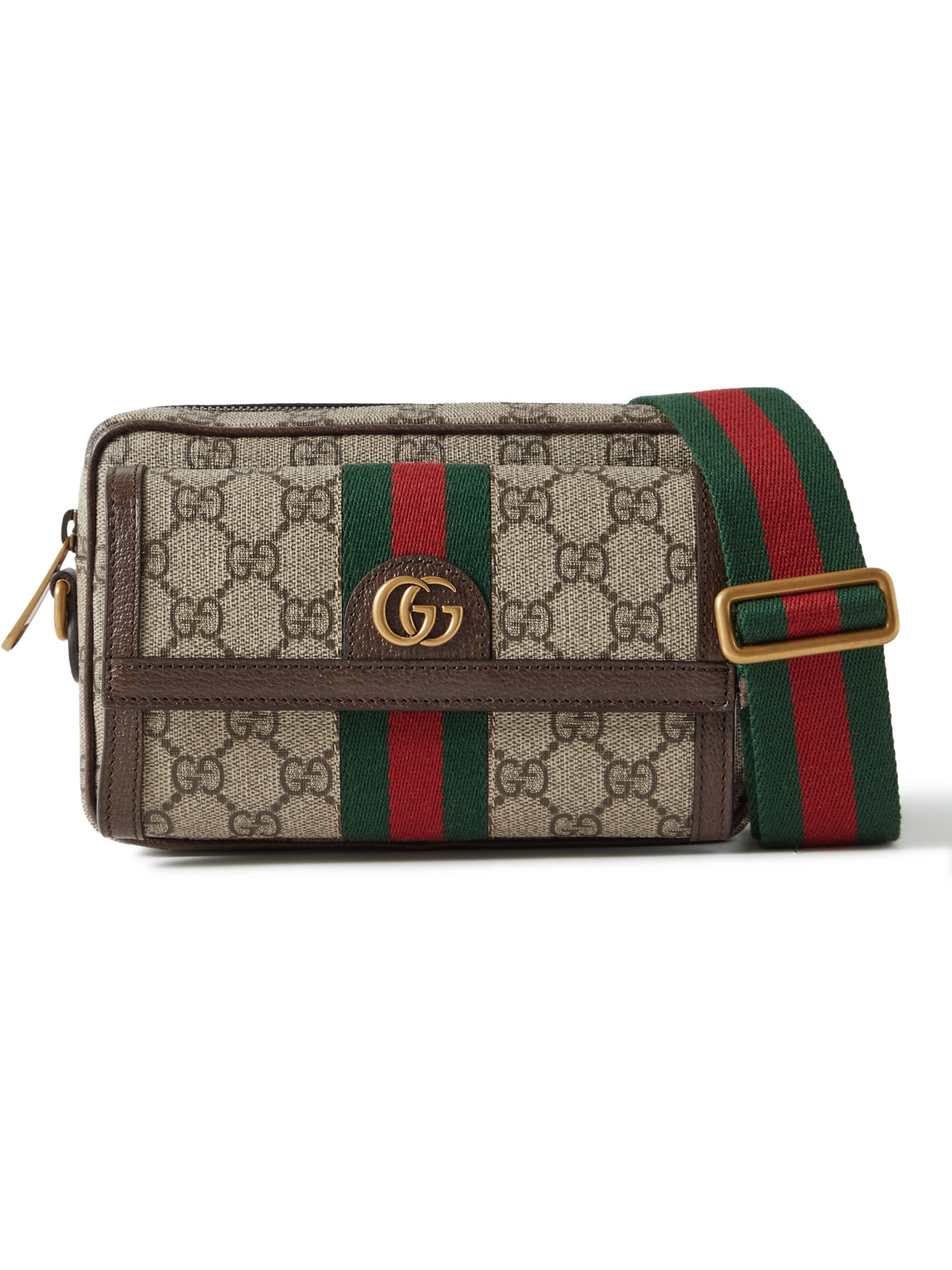 Gucci - Ophidia Mini Leather-Trimmed Monogrammed Coated-Canvas