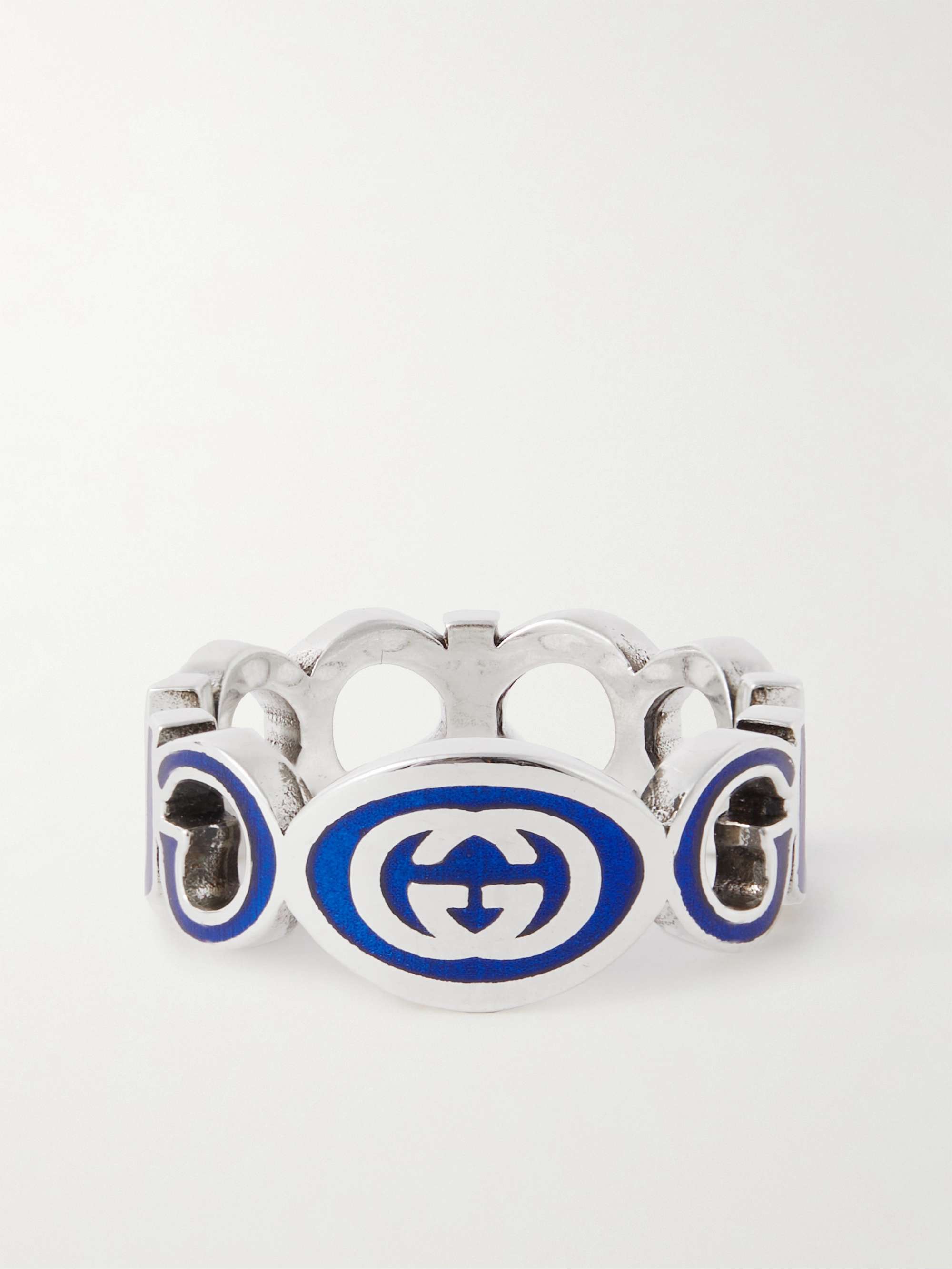 GUCCI Silver and Enamel Ring for Men | MR PORTER