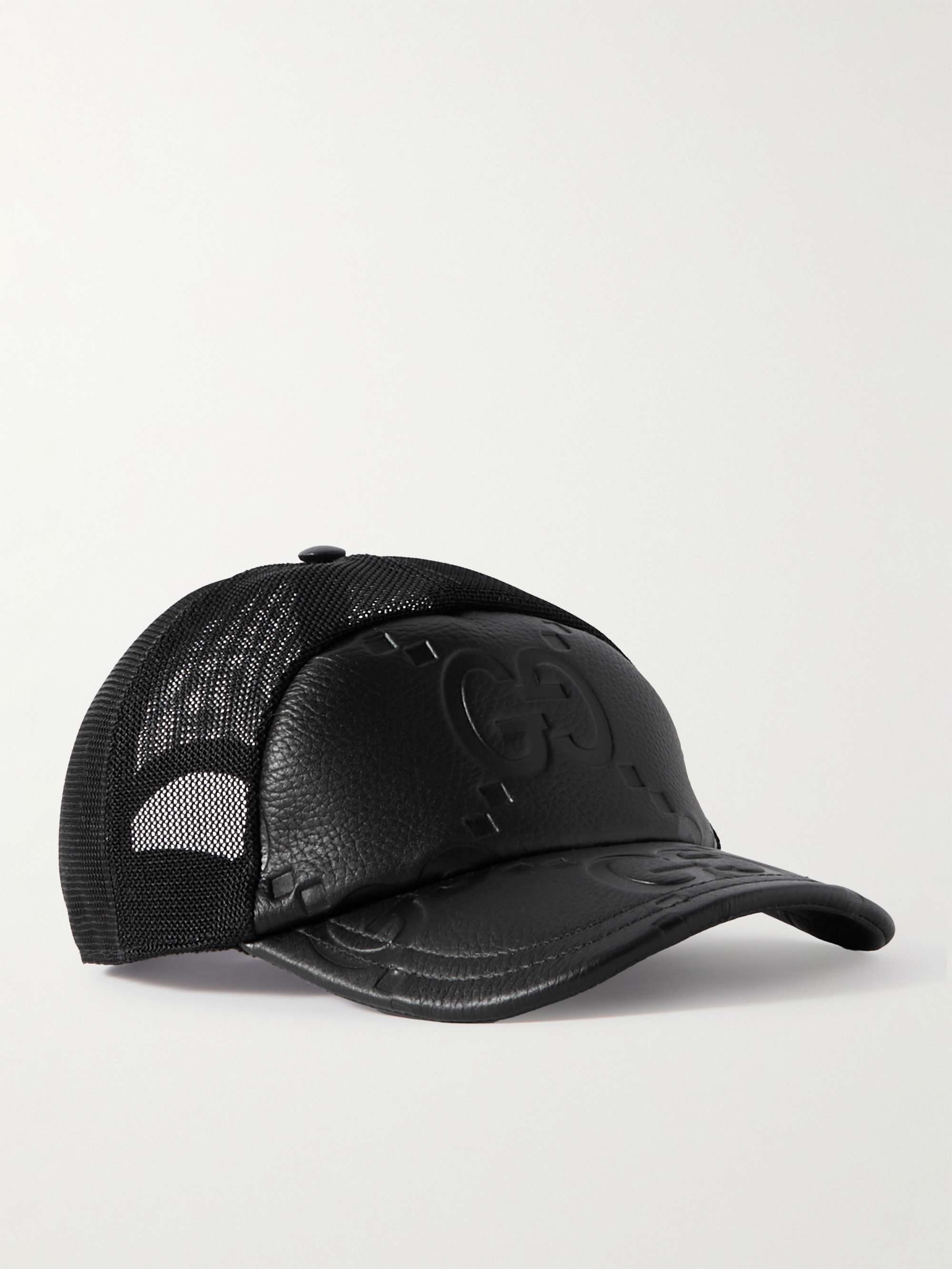 GUCCI Jumbo GG Logo-Embossed Leather and Mesh Baseball Cap for Men | MR  PORTER