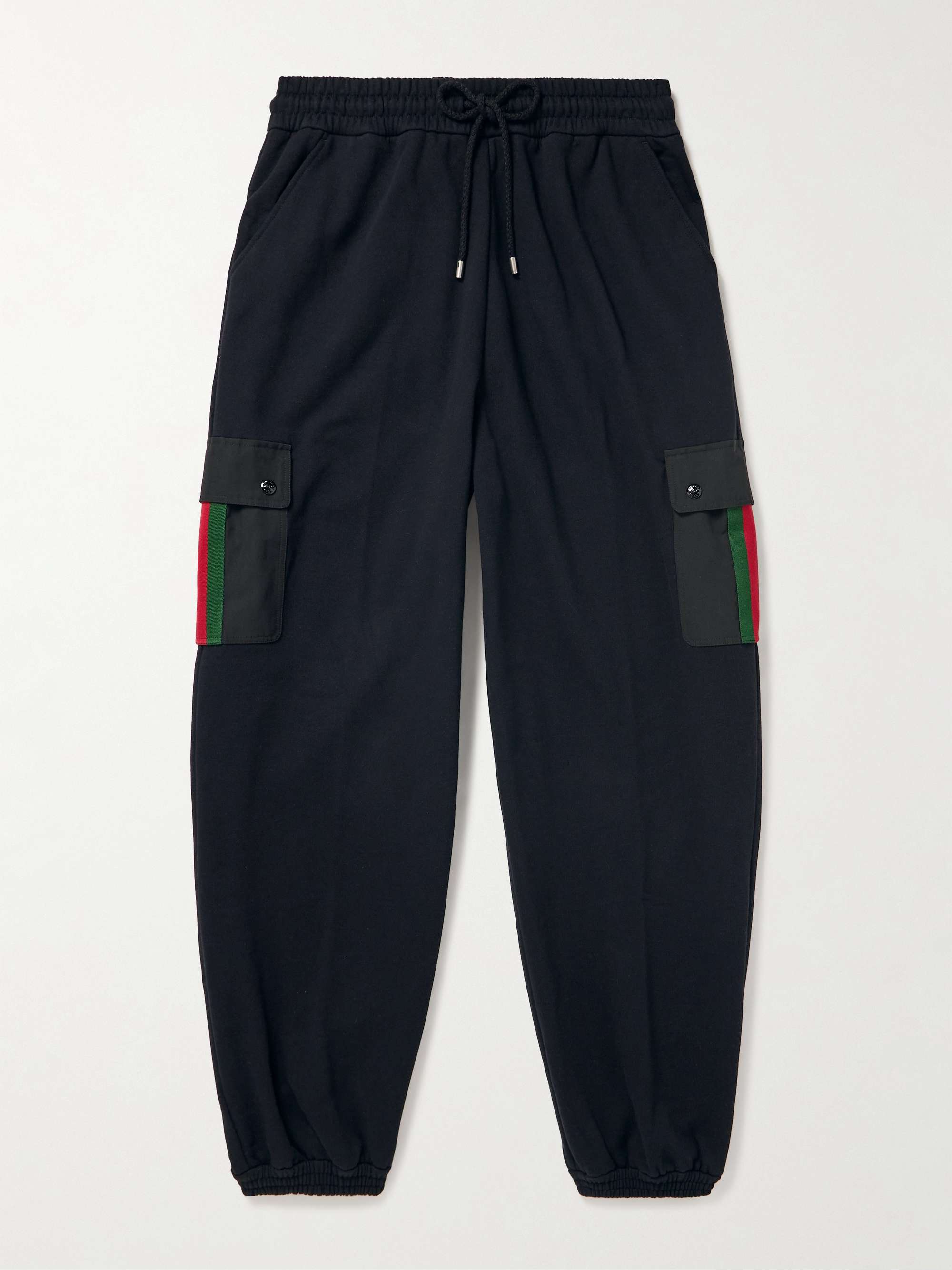 GUCCI Tapered Webbing-Trimmed Jersey Sweatpants for Men | MR PORTER