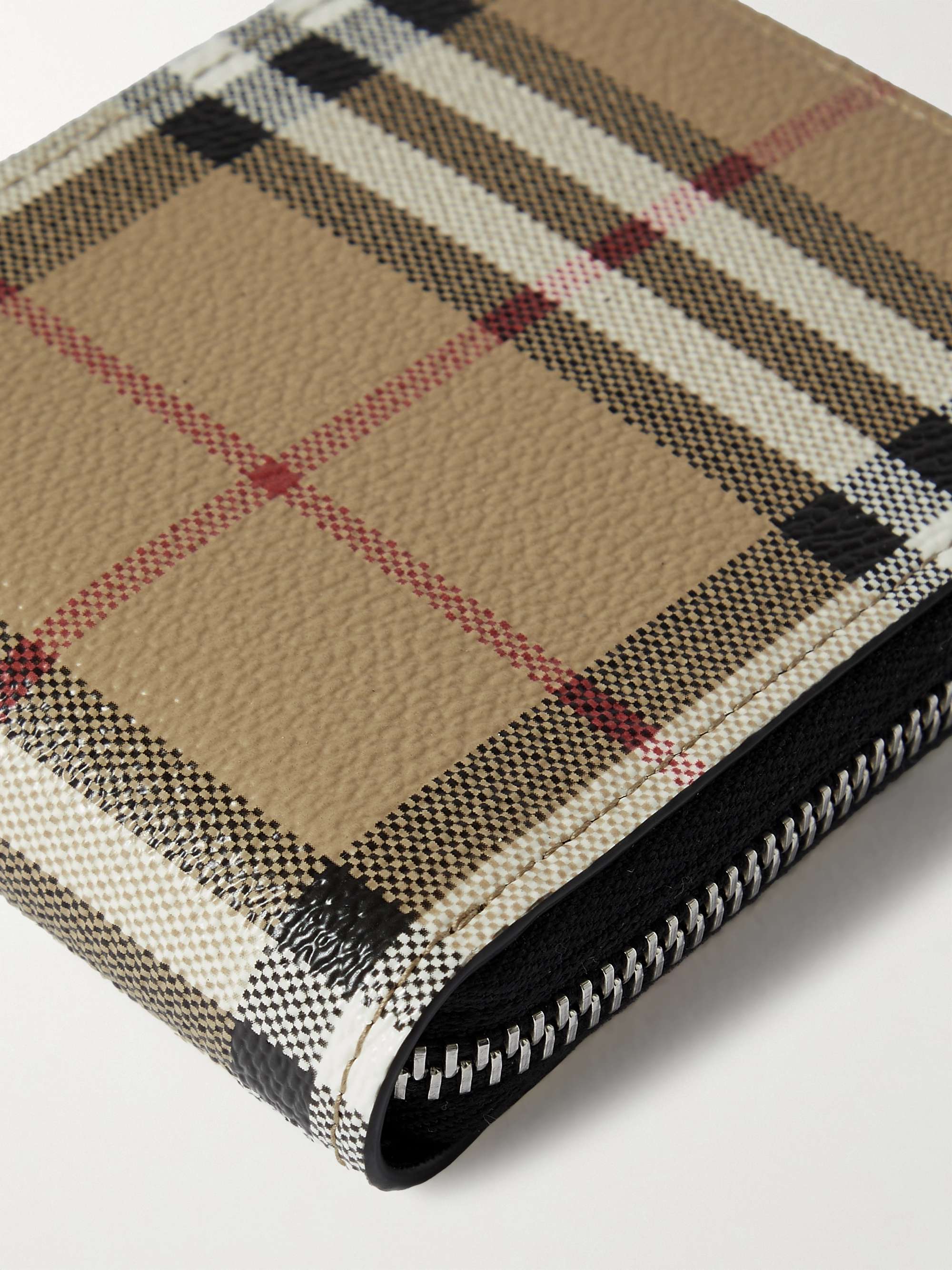 BURBERRY Leather-Trimmed Checked Coated-Canvas Wallet for Men | MR PORTER